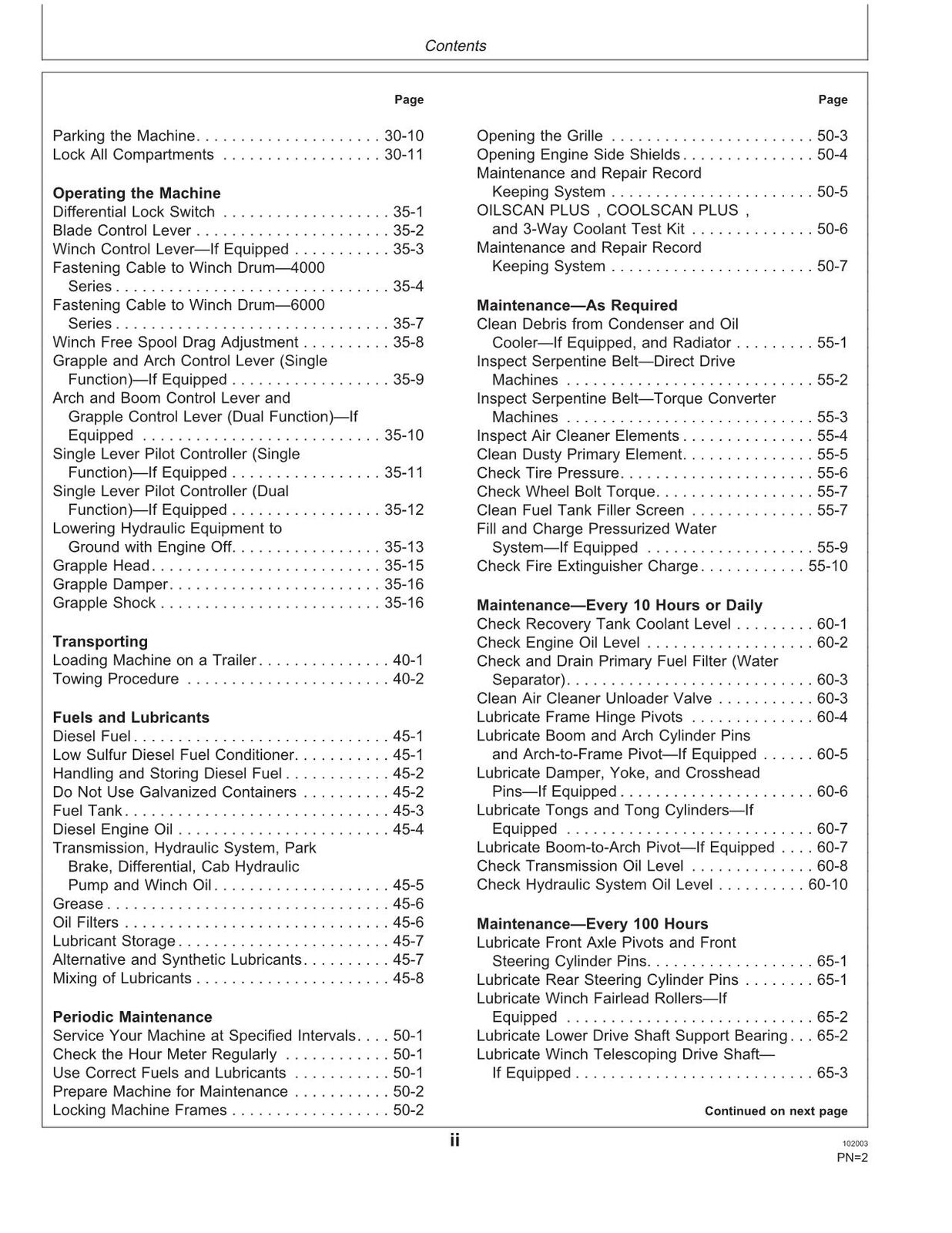 JOHN DEERE 540GIII 640GIII 548GIII 648GIII 748GIII  SKIDDER OPERATORS MANUAL #2