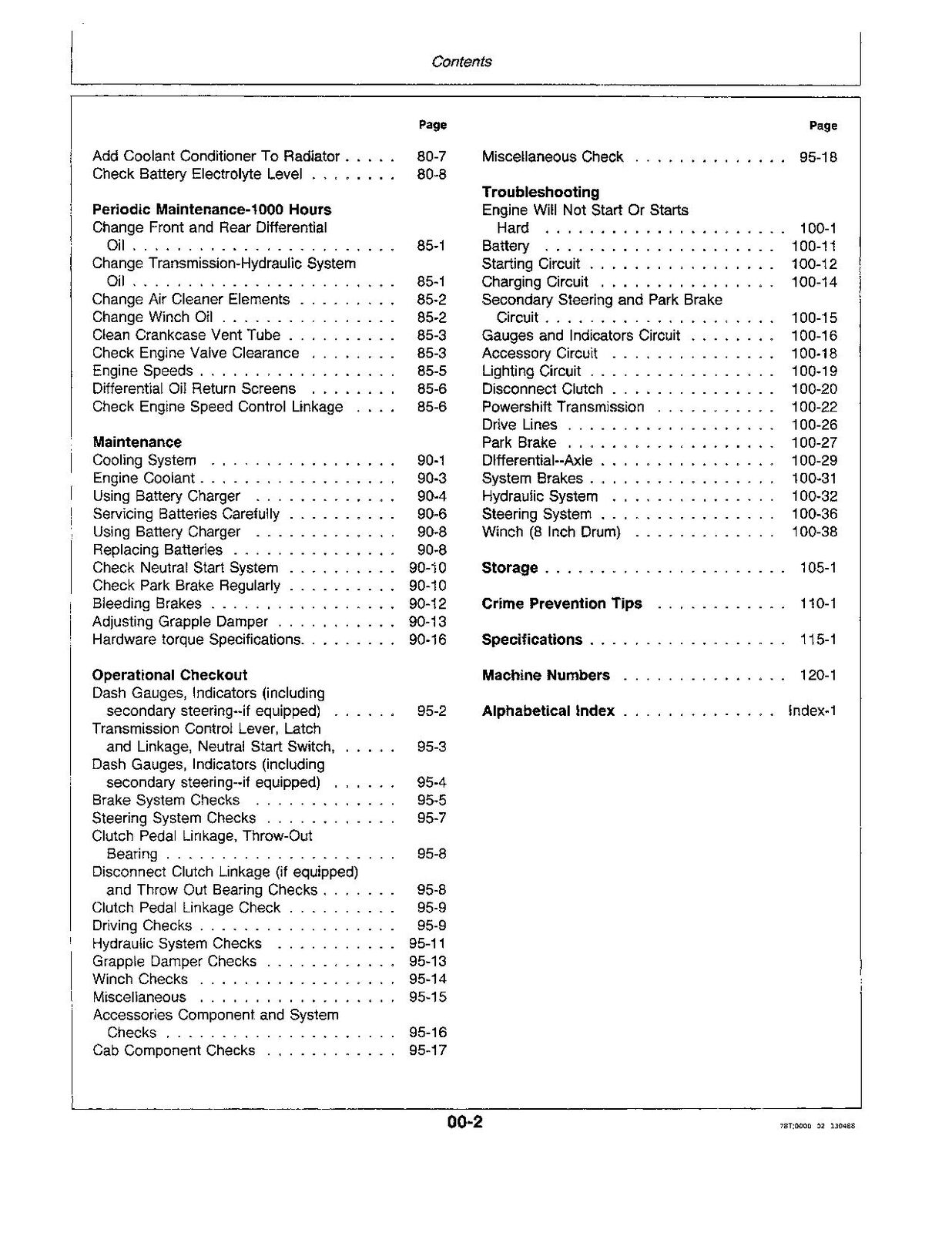 JOHN DEERE 540D 548D SKIDDER OPERATORS MANUAL