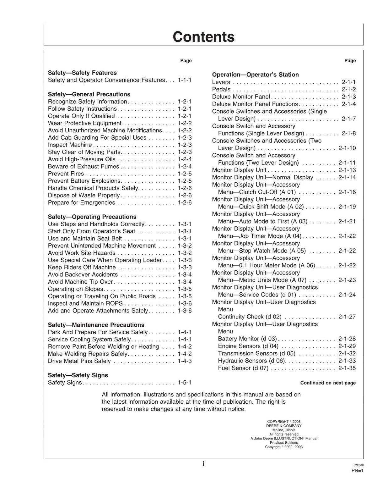 JOHN DEERE 744J 824J LOADER OPERATORS MANUAL #2