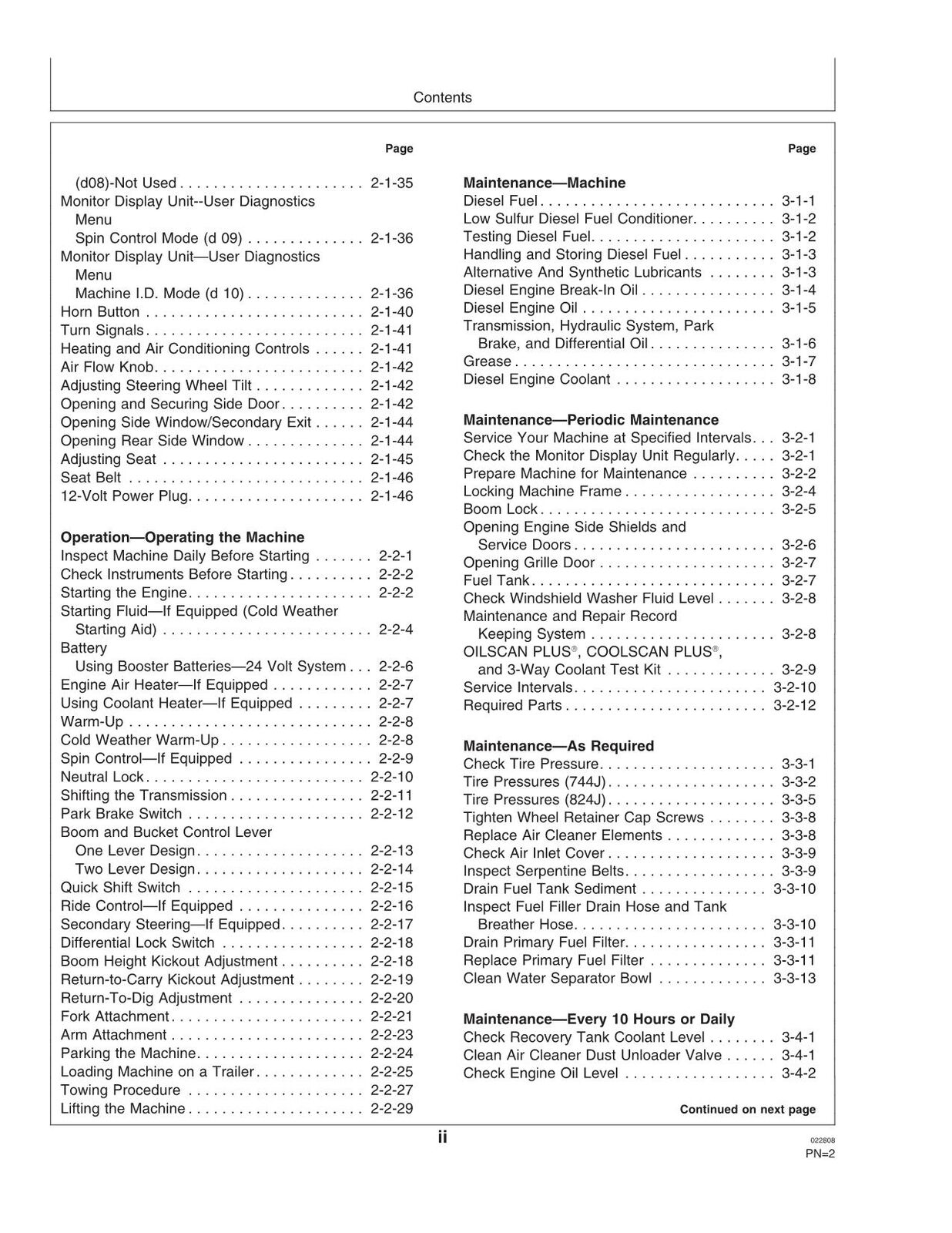 JOHN DEERE 744J 824J LOADER OPERATORS MANUAL #2