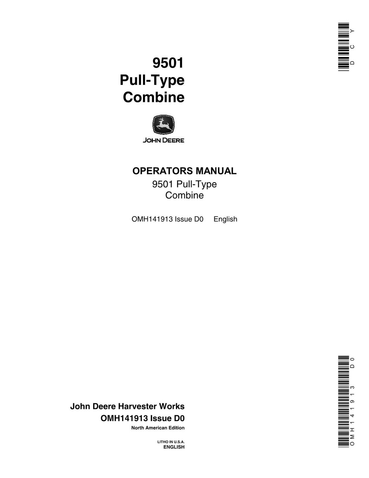 JOHN DEERE 9501 COMBINE OPERATORS MANUAL