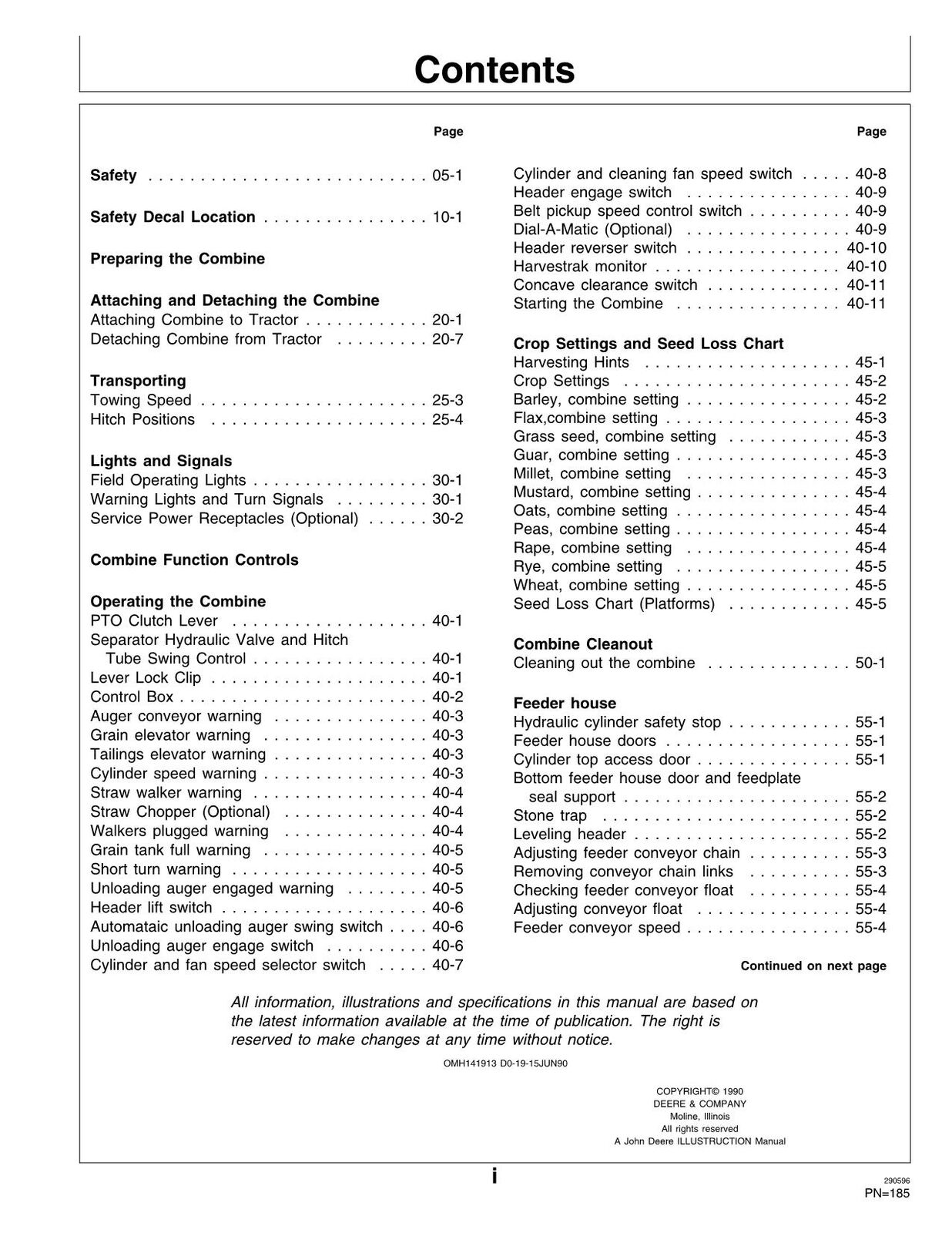 JOHN DEERE 9501 MÄHDRESCHER-BETRIEBSHANDBUCH 