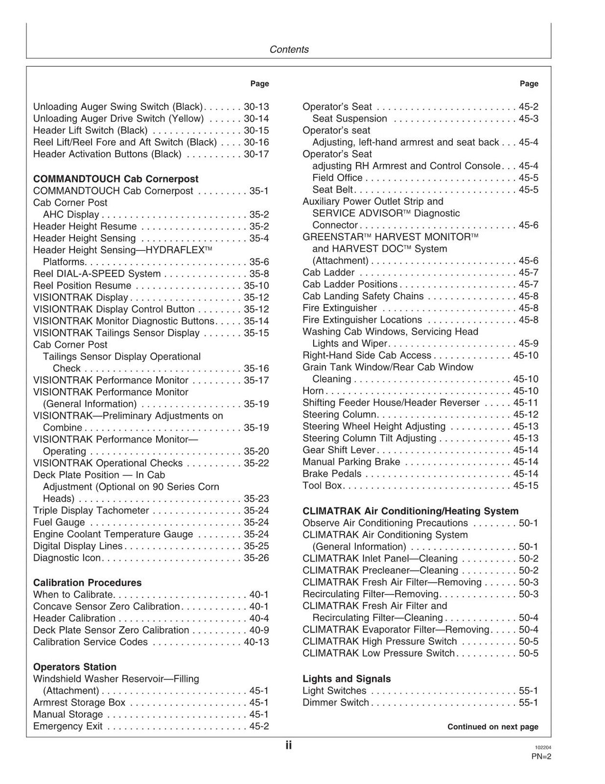 JOHN DEERE 9560  COMBINE OPERATORS MANUAL #2