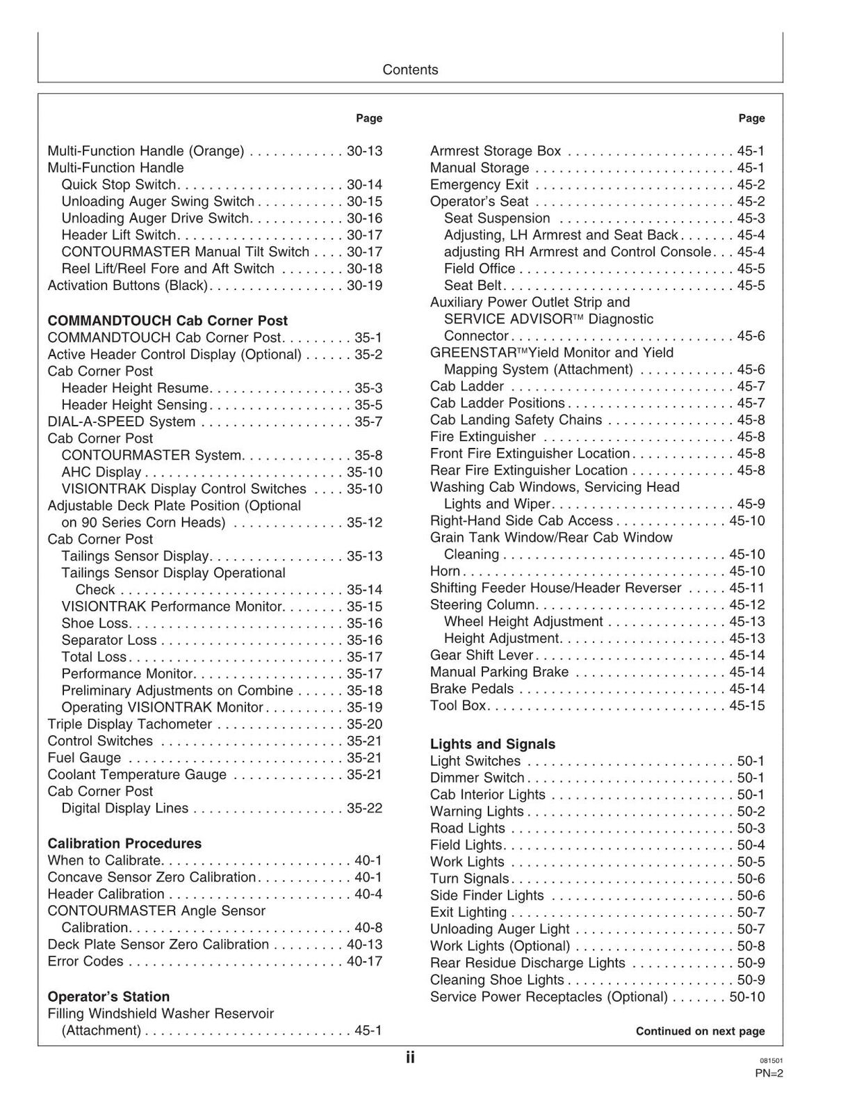 JOHN DEERE 9650 CTS MÄHDRESCHER-BETRIEBSHANDBUCH NR. 3 