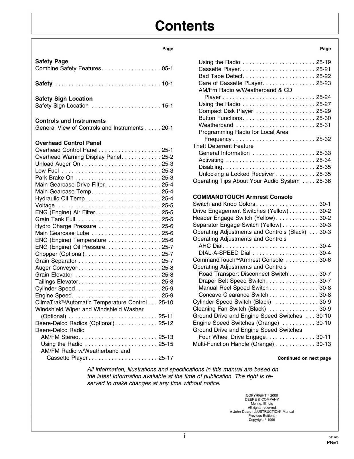 JOHN DEERE 9650 STS  COMBINE OPERATORS MANUAL #2