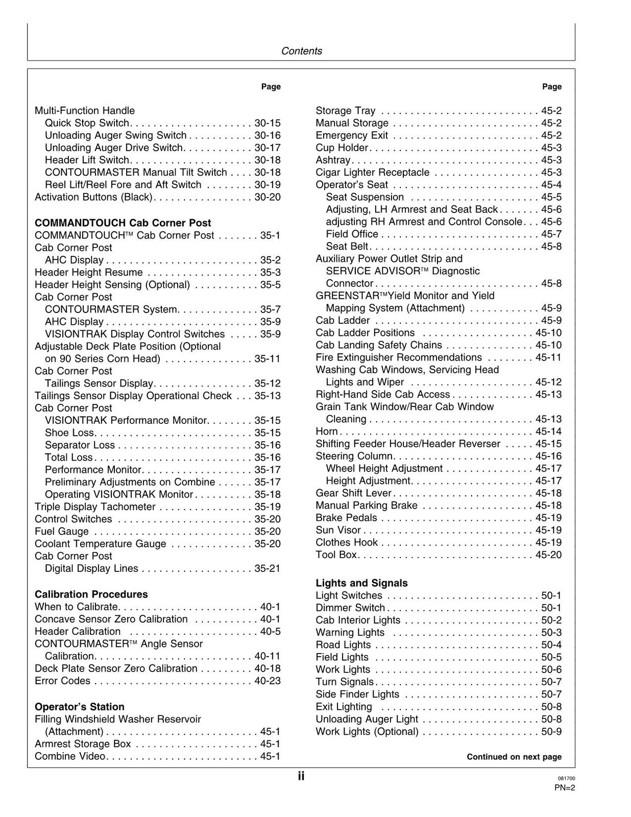 JOHN DEERE 9650 STS  COMBINE OPERATORS MANUAL #2