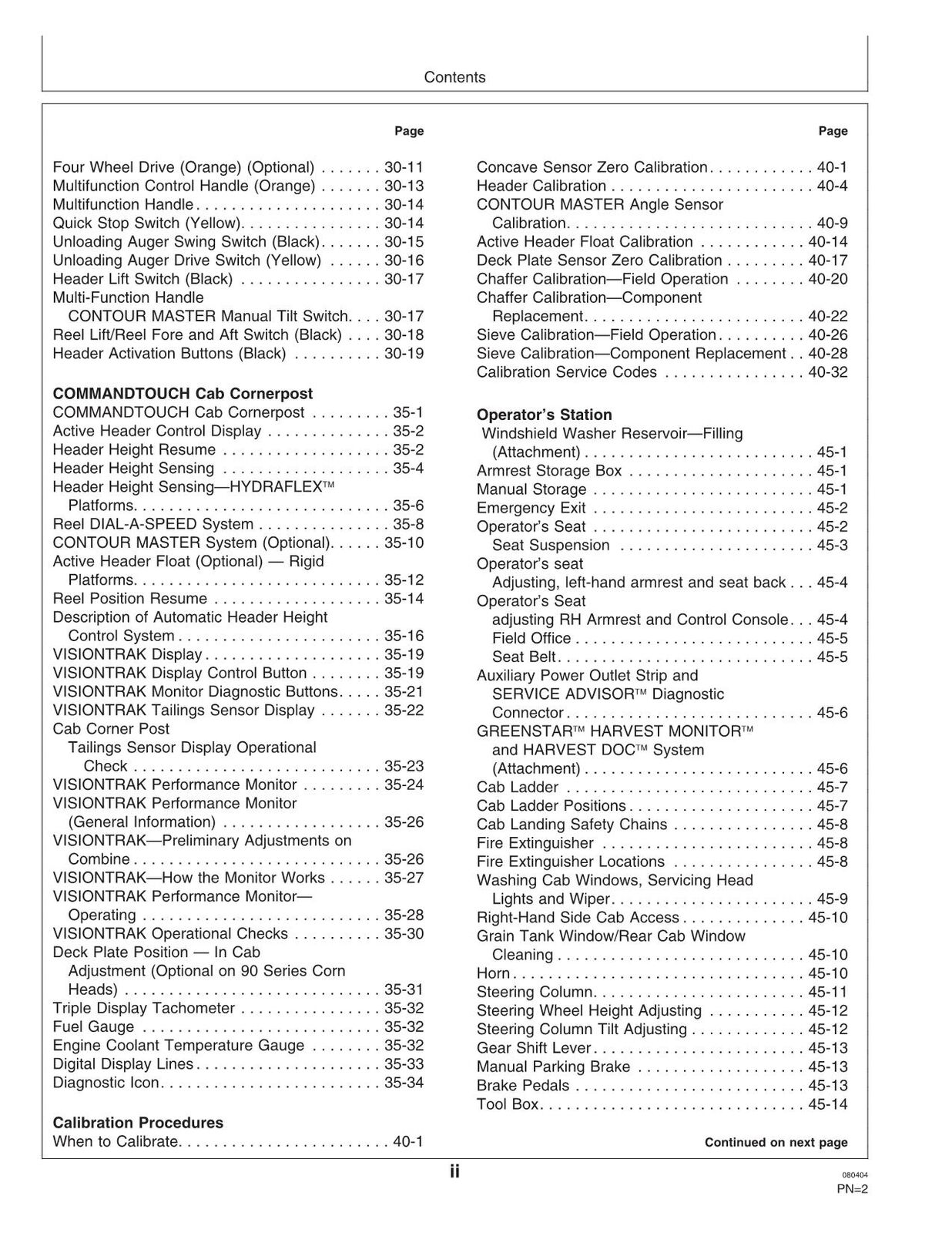 JOHN DEERE 9860 STS MÄHDRESCHER-BETRIEBSHANDBUCH NR. 2 