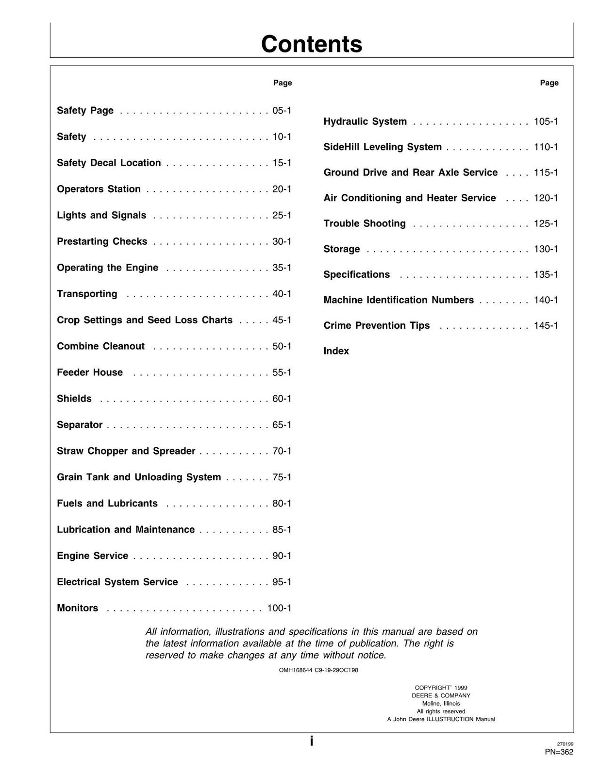 JOHN DEERE 9510 COMBINE OPERATORS MANUAL