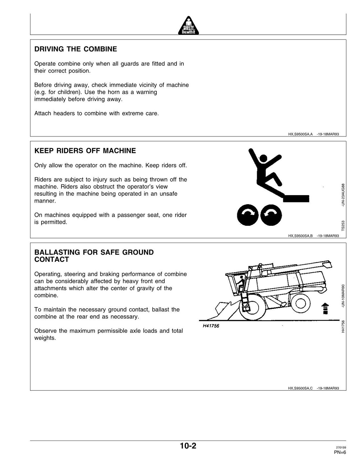 JOHN DEERE 9510 COMBINE OPERATORS MANUAL