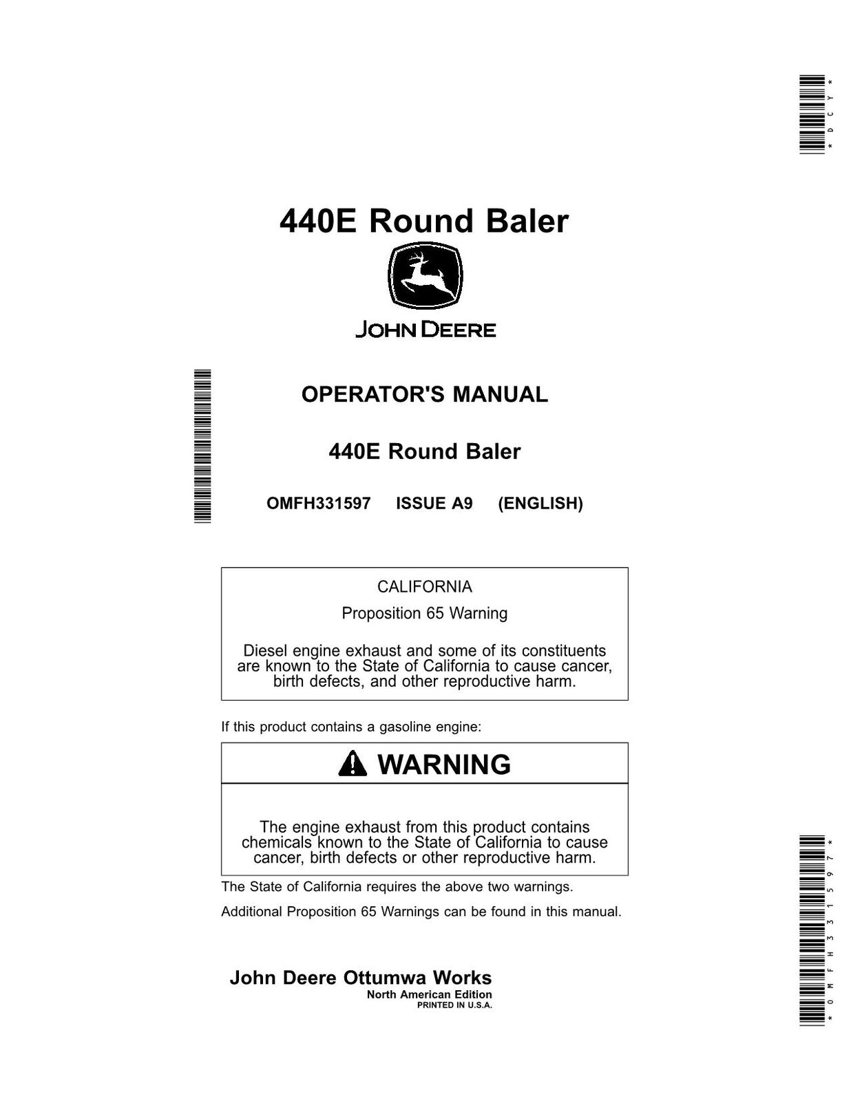 JOHN DEERE 440E BALER OPERATORS MANUAL #1