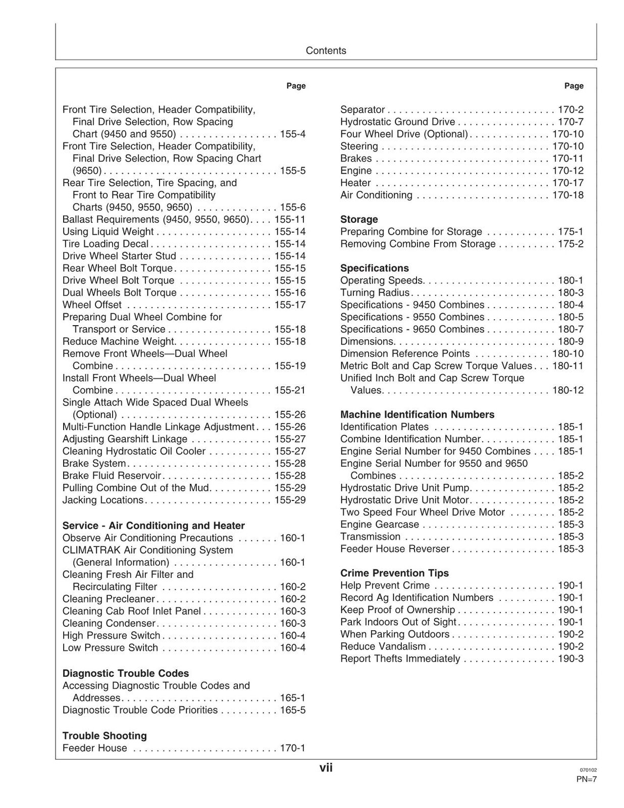 MANUEL D'UTILISATION DE LA MOISSONNEUSE-BATTEUSE JOHN DEERE 9450 9550 9650 700101- 700301- 700201- 