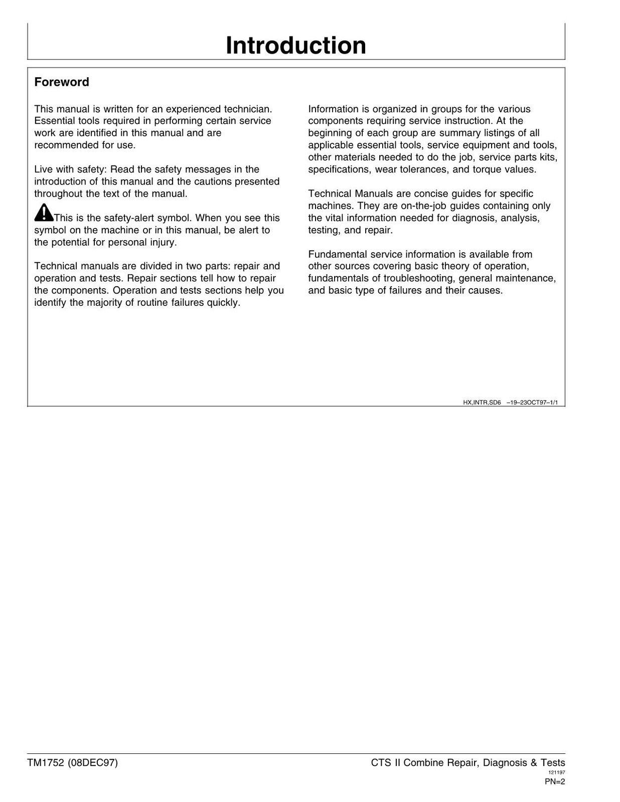 JOHN DEERE CTS II MÄHDRESCHER DIAGNOSE-TEST- UND REPARATURHANDBUCH