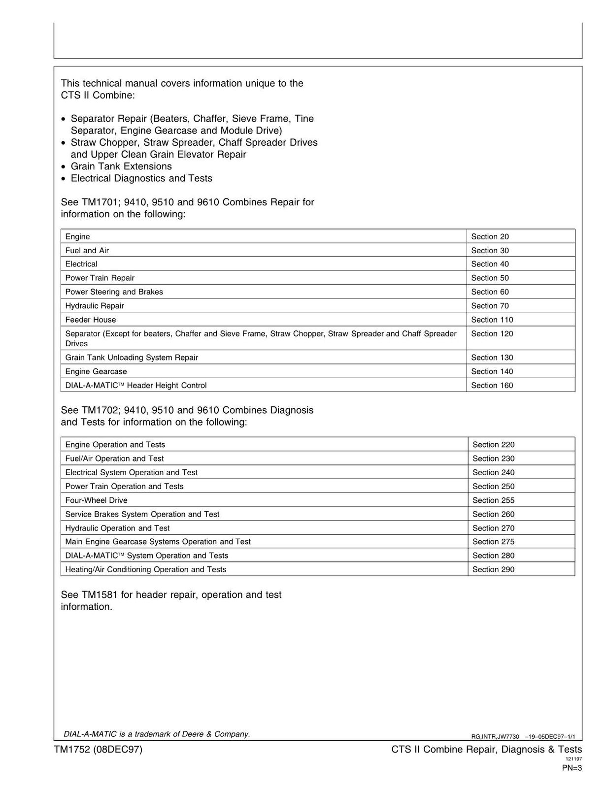 JOHN DEERE CTS II MÄHDRESCHER DIAGNOSE-TEST- UND REPARATURHANDBUCH