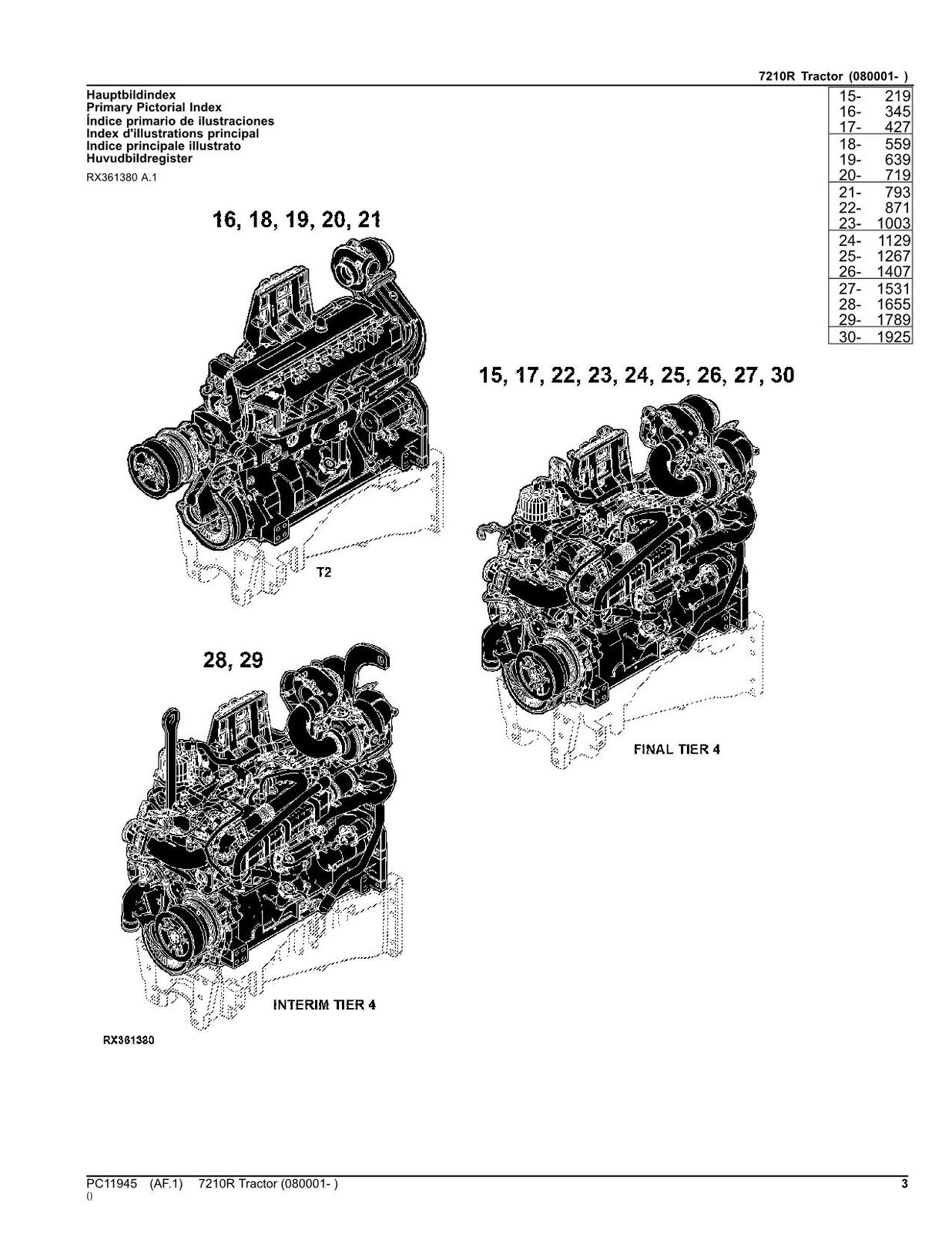 JOHN DEERE 7210R TRAKTOR-TEILEKATALOGHANDBUCH 