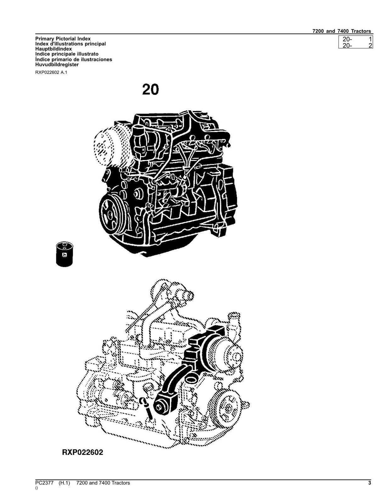 JOHN DEERE 7200  7400 TRACTOR PARTS CATALOG MANUAL