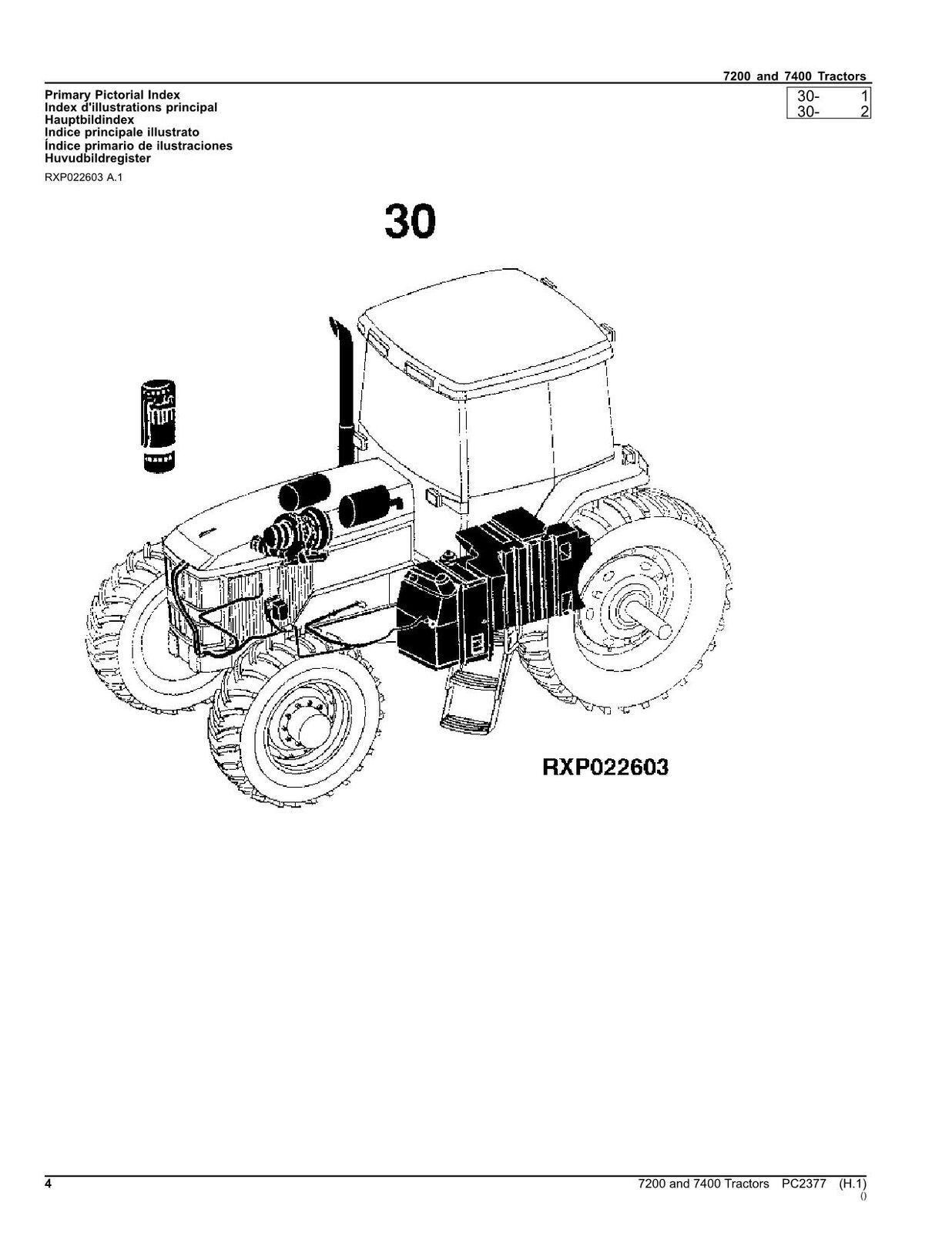 JOHN DEERE 7200  7400 TRACTOR PARTS CATALOG MANUAL