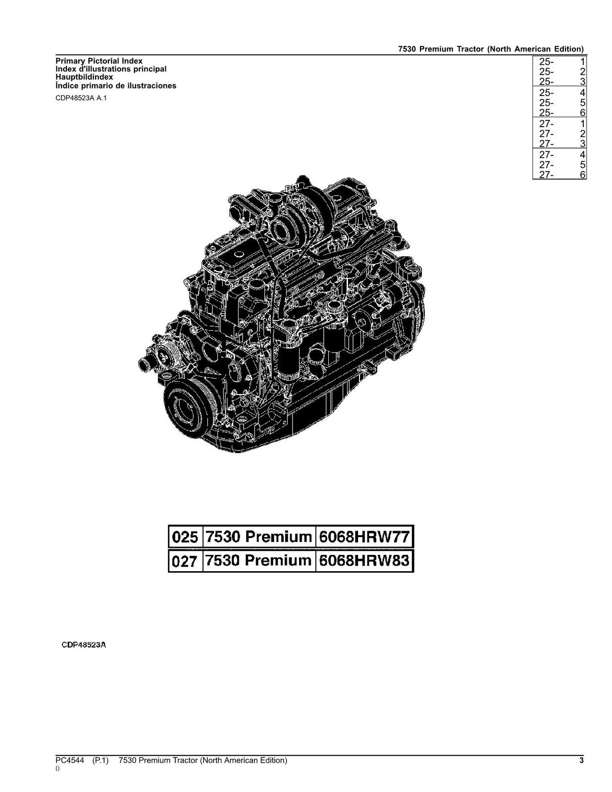 JOHN DEERE 7530 PREMIUM TRACTOR PARTS CATALOG MANUAL #2