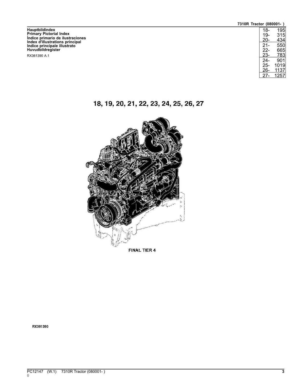 JOHN DEERE 7310R TRACTOR PARTS CATALOG MANUAL