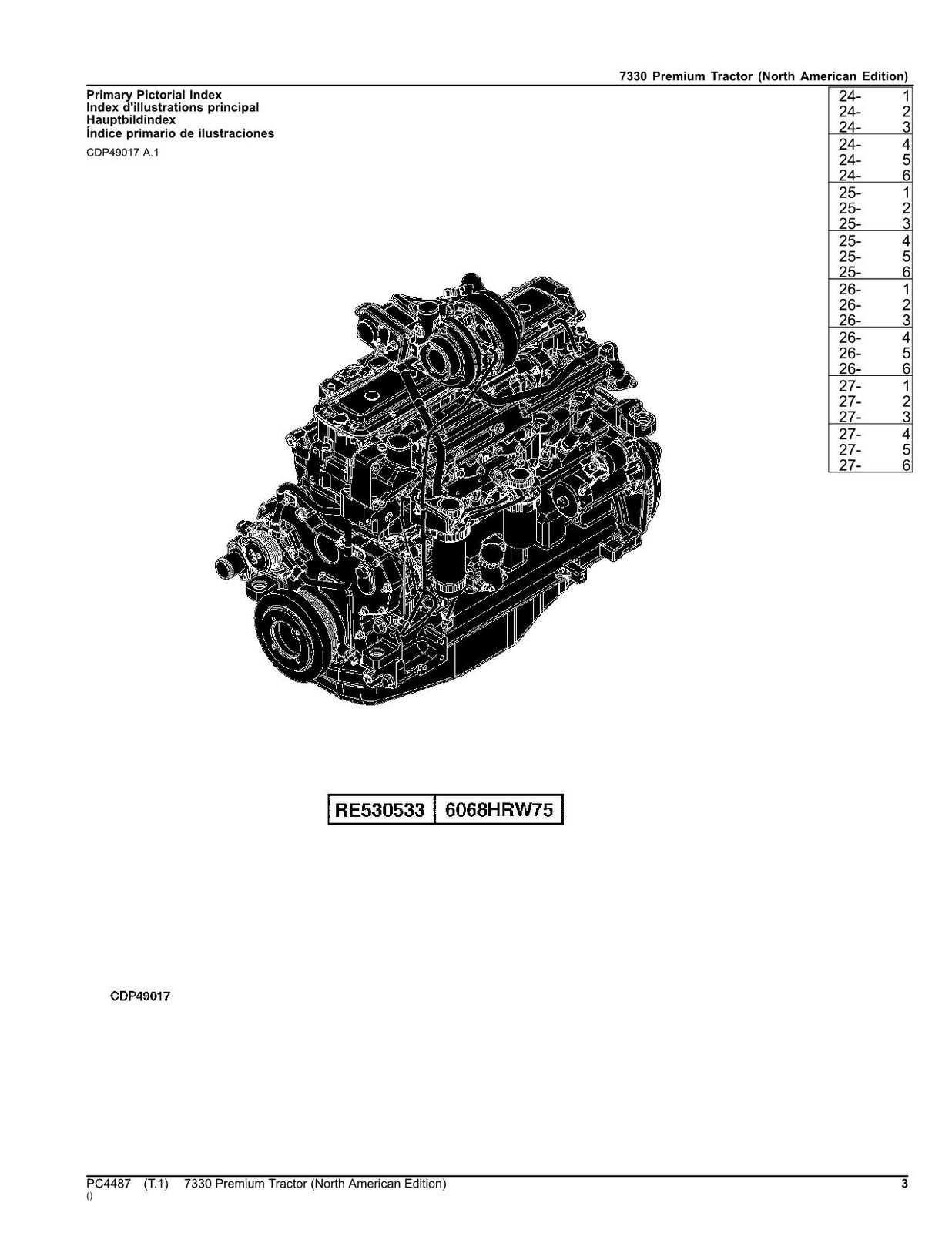 JOHN DEERE 7330 PREMIUM TRAKTOR ERSATZTEILKATALOGHANDBUCH #2 