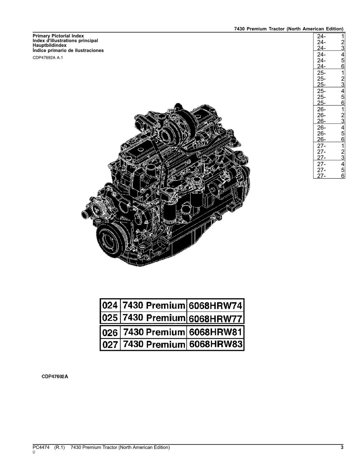 JOHN DEERE 7430 PREMIUM TRAKTOR ERSATZTEILKATALOGHANDBUCH 