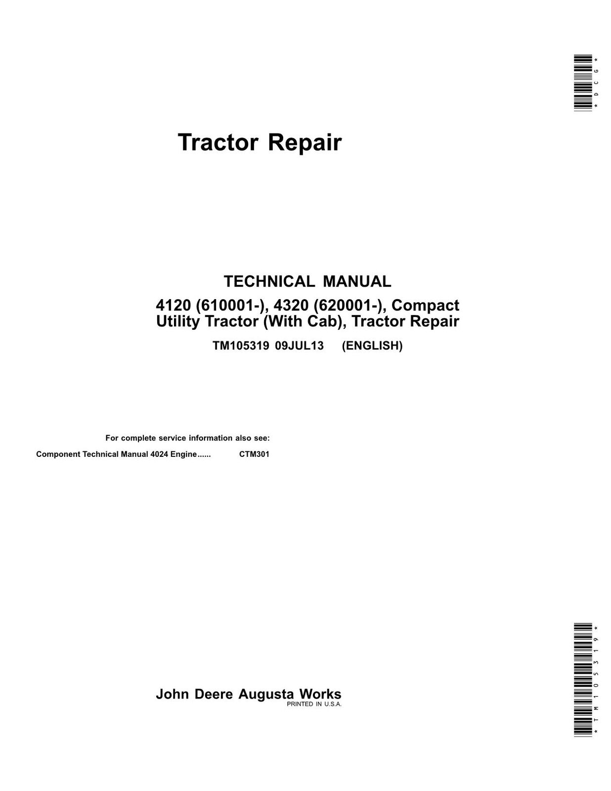 JOHN DEERE 4320 4120 TRACTOR SERVICE MANUAL #2