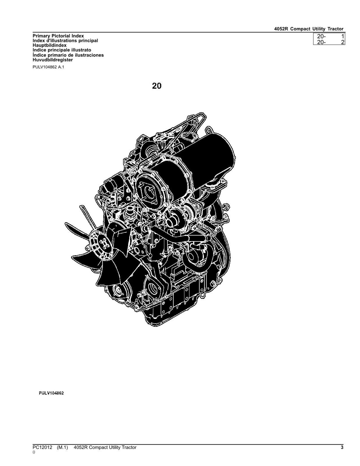 JOHN DEERE 4052R TRACTOR PARTS CATALOG MANUAL #1