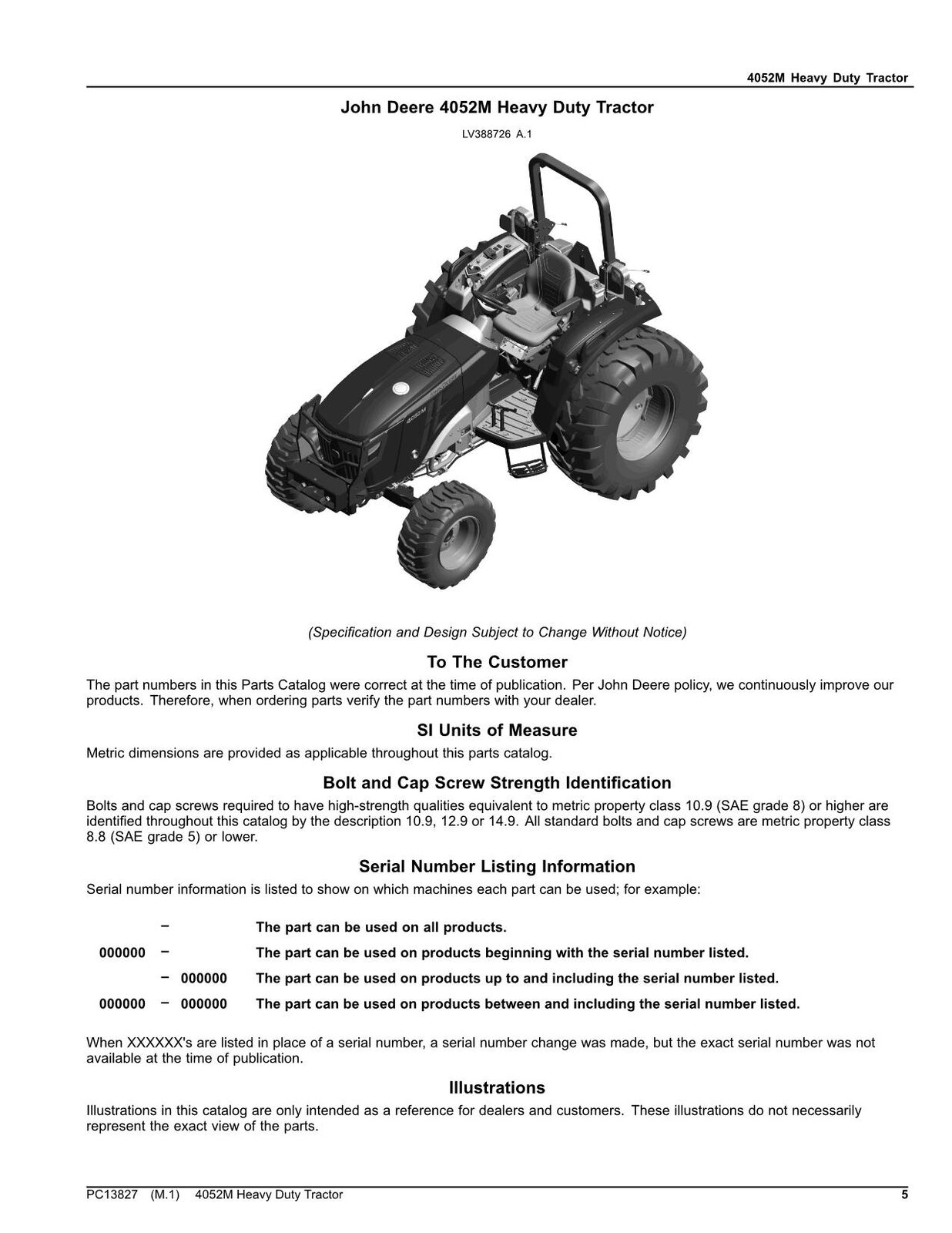 JOHN DEERE 4052M TRACTOR PARTS CATALOG MANUAL #3