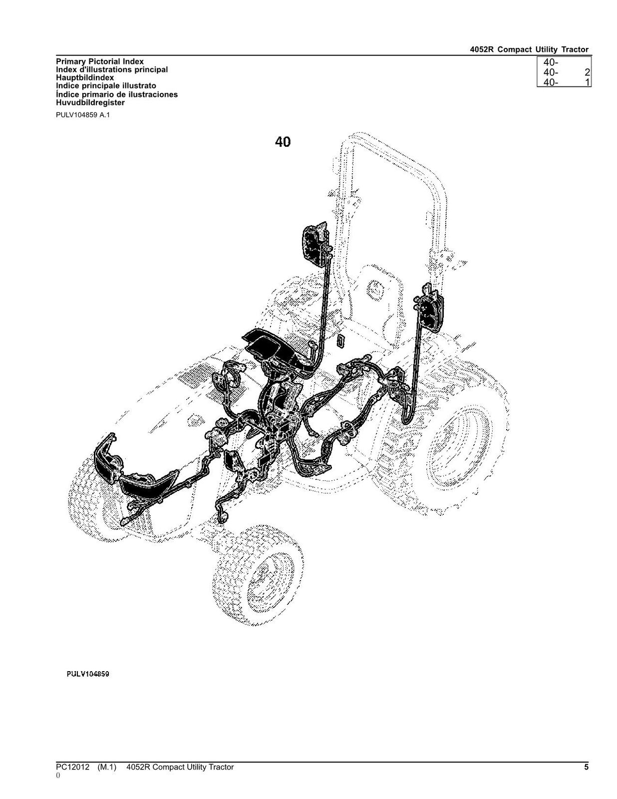 JOHN DEERE 4052R TRACTOR PARTS CATALOG MANUAL #1