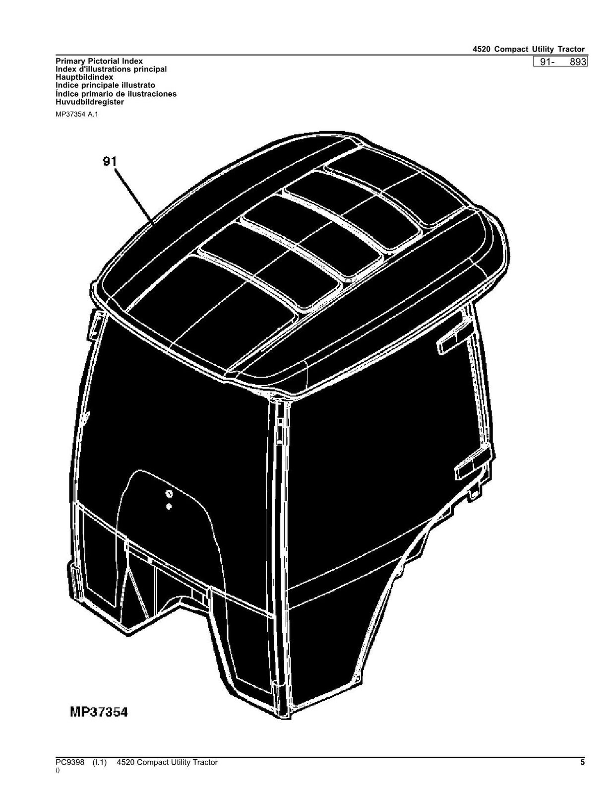 JOHN DEERE 4520 TRAKTOR ERSATZTEILKATALOGHANDBUCH #1 