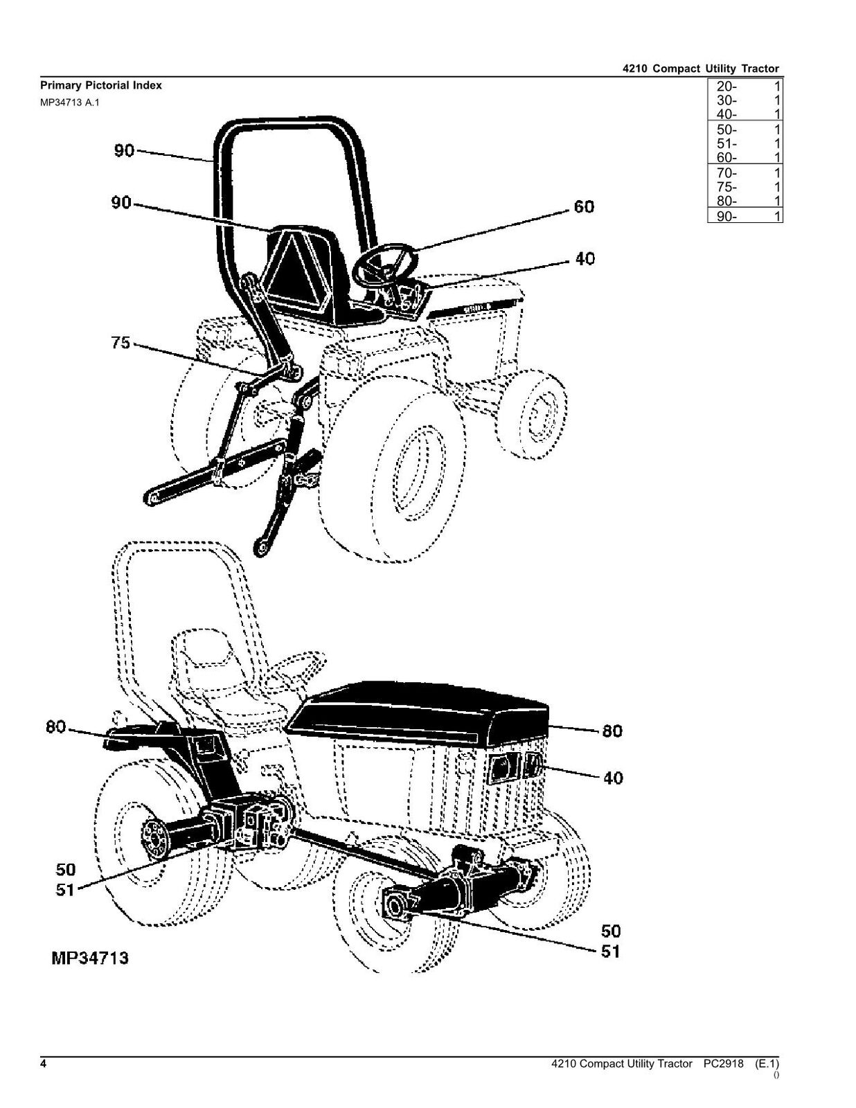 JOHN DEERE 4210 TRACTOR PARTS CATALOG MANUAL