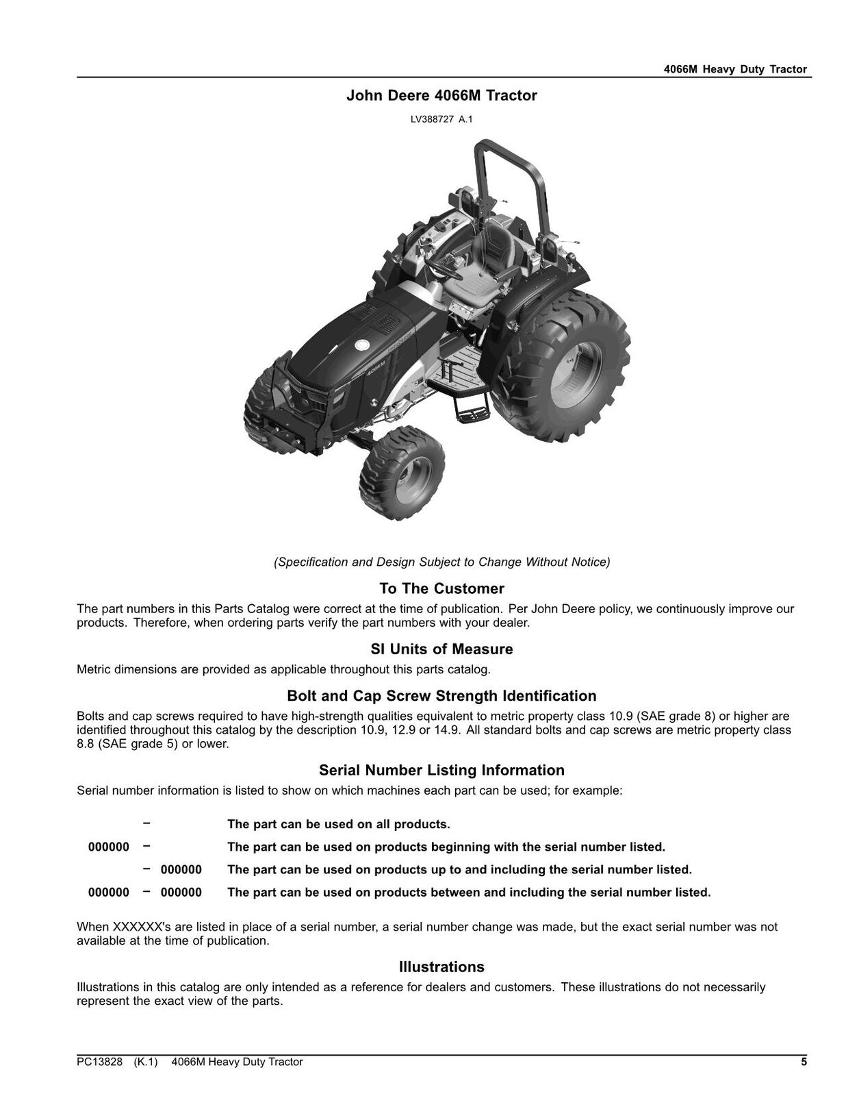 MANUEL DU CATALOGUE DES PIÈCES DU TRACTEUR À USAGE INTENSIF JOHN DEERE 4066M #1 