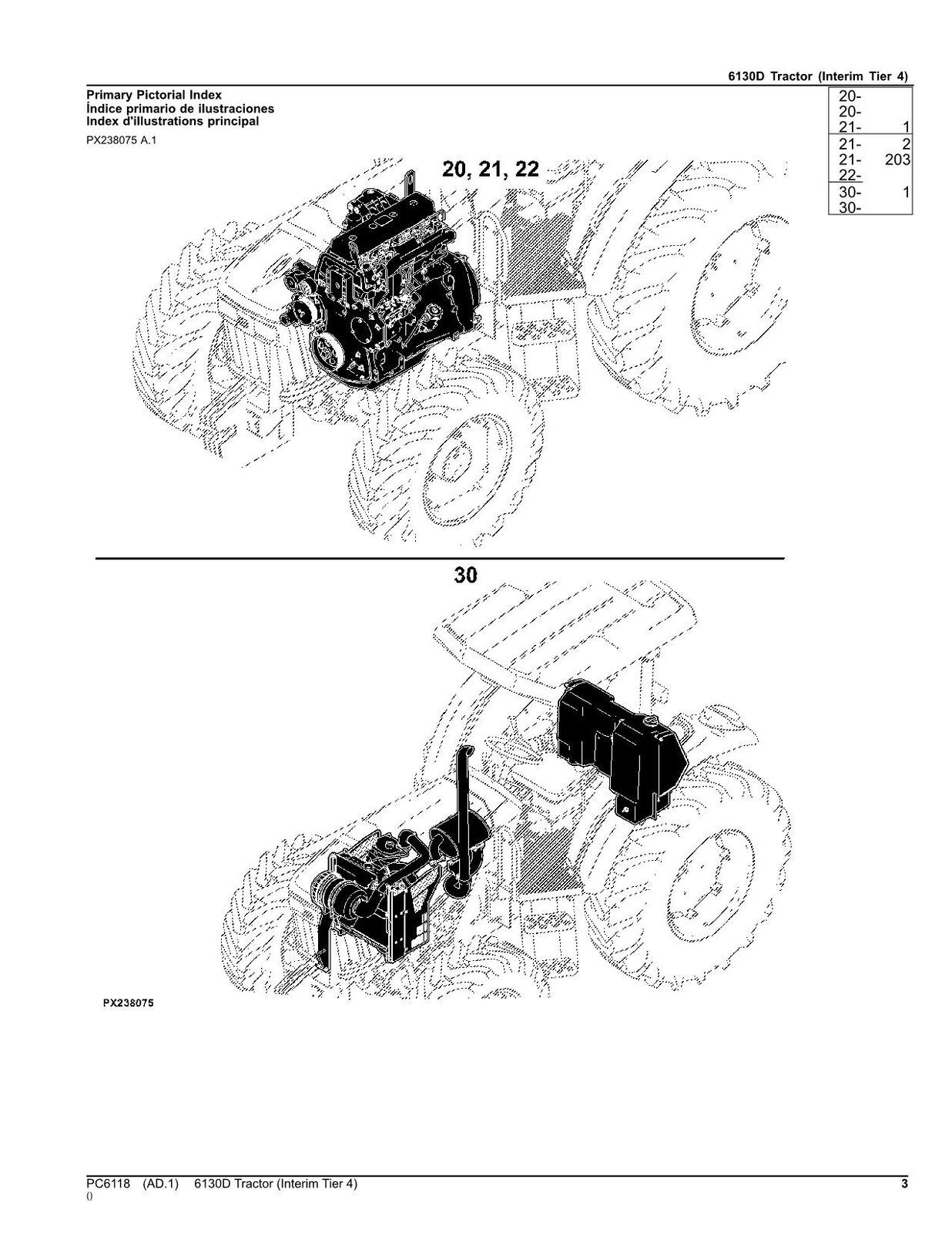 MANUEL DU CATALOGUE DES PIÈCES DU TRACTEUR JOHN DEERE 6130D 