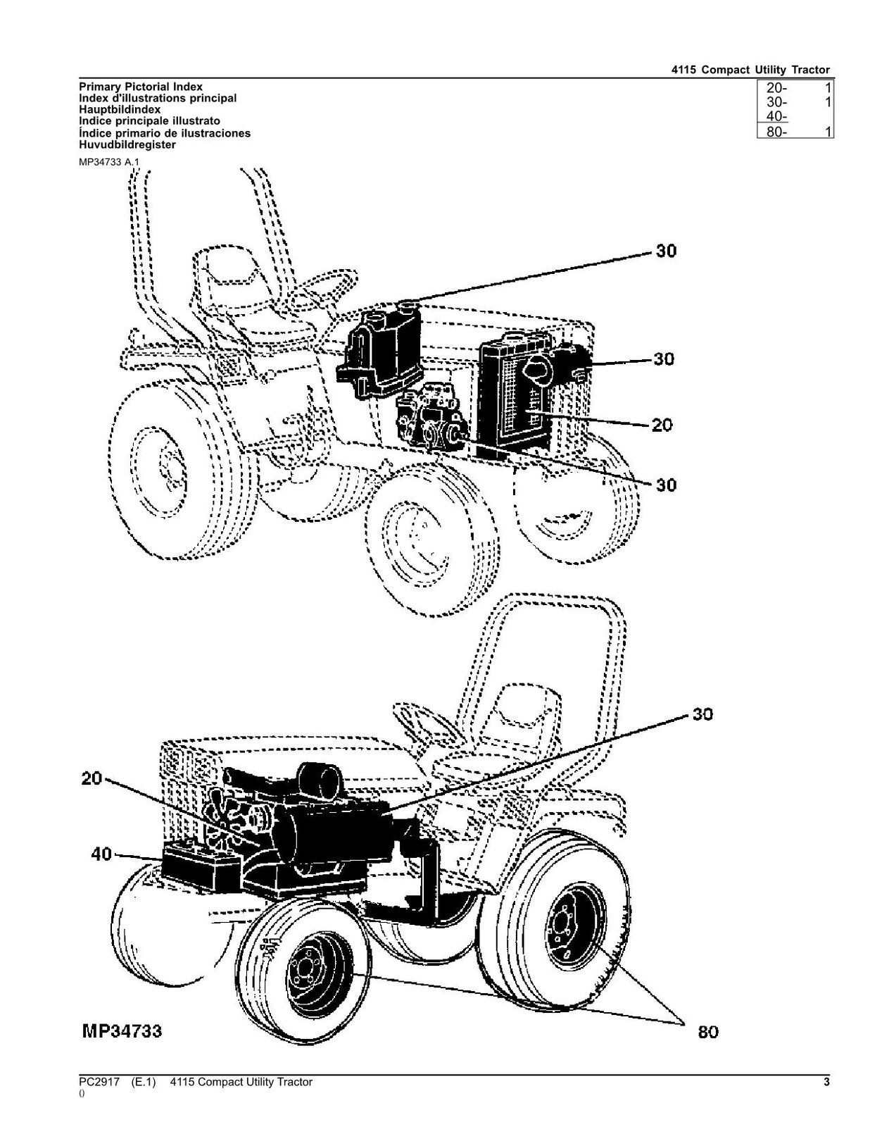 JOHN DEERE 4115 TRACTOR PARTS CATALOG MANUAL