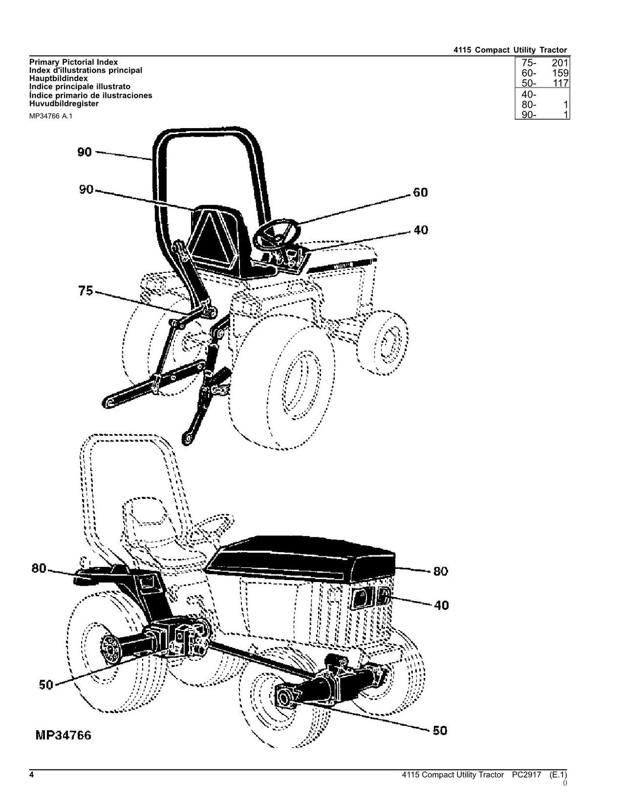 JOHN DEERE 4115 TRACTOR PARTS CATALOG MANUAL