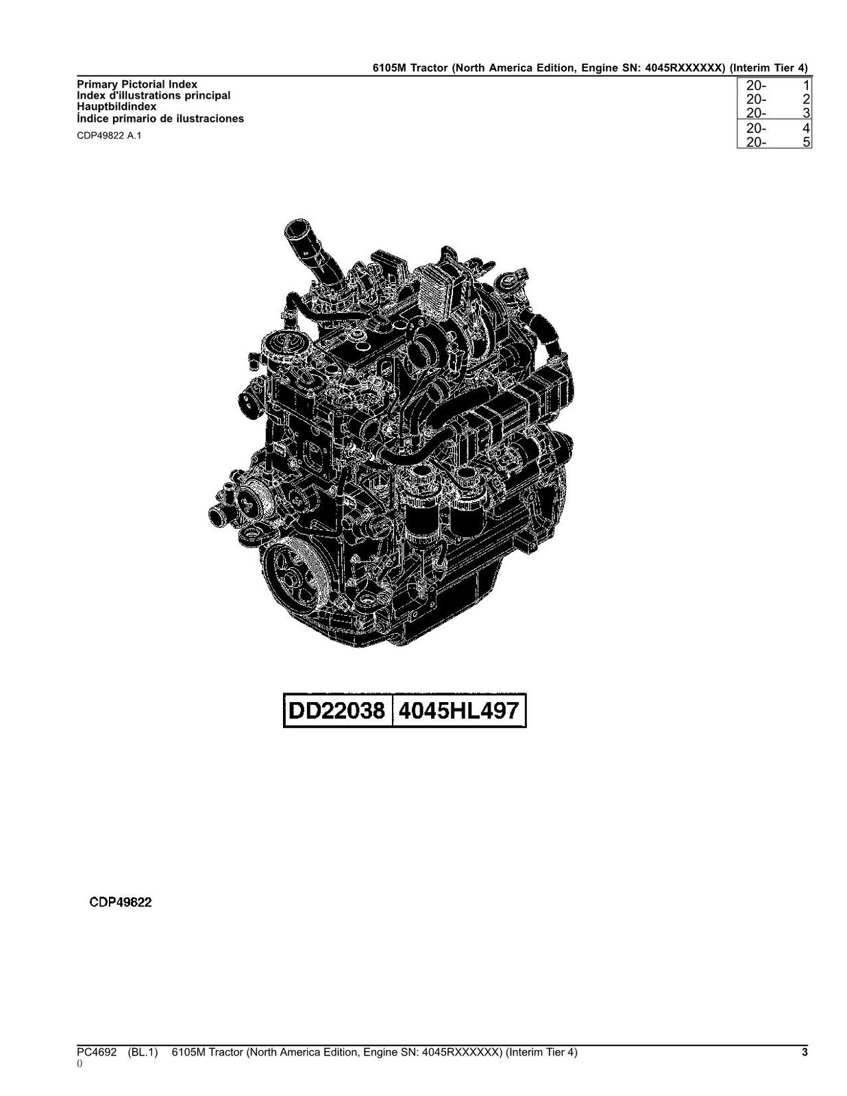 JOHN DEERE 6105M TRAKTOR-TEILEKATALOGHANDBUCH 