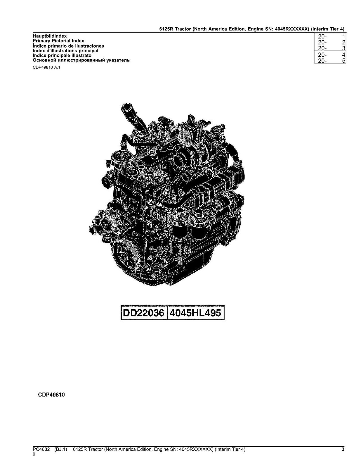 MANUEL DU CATALOGUE DES PIÈCES DU TRACTEUR JOHN DEERE 6125R 