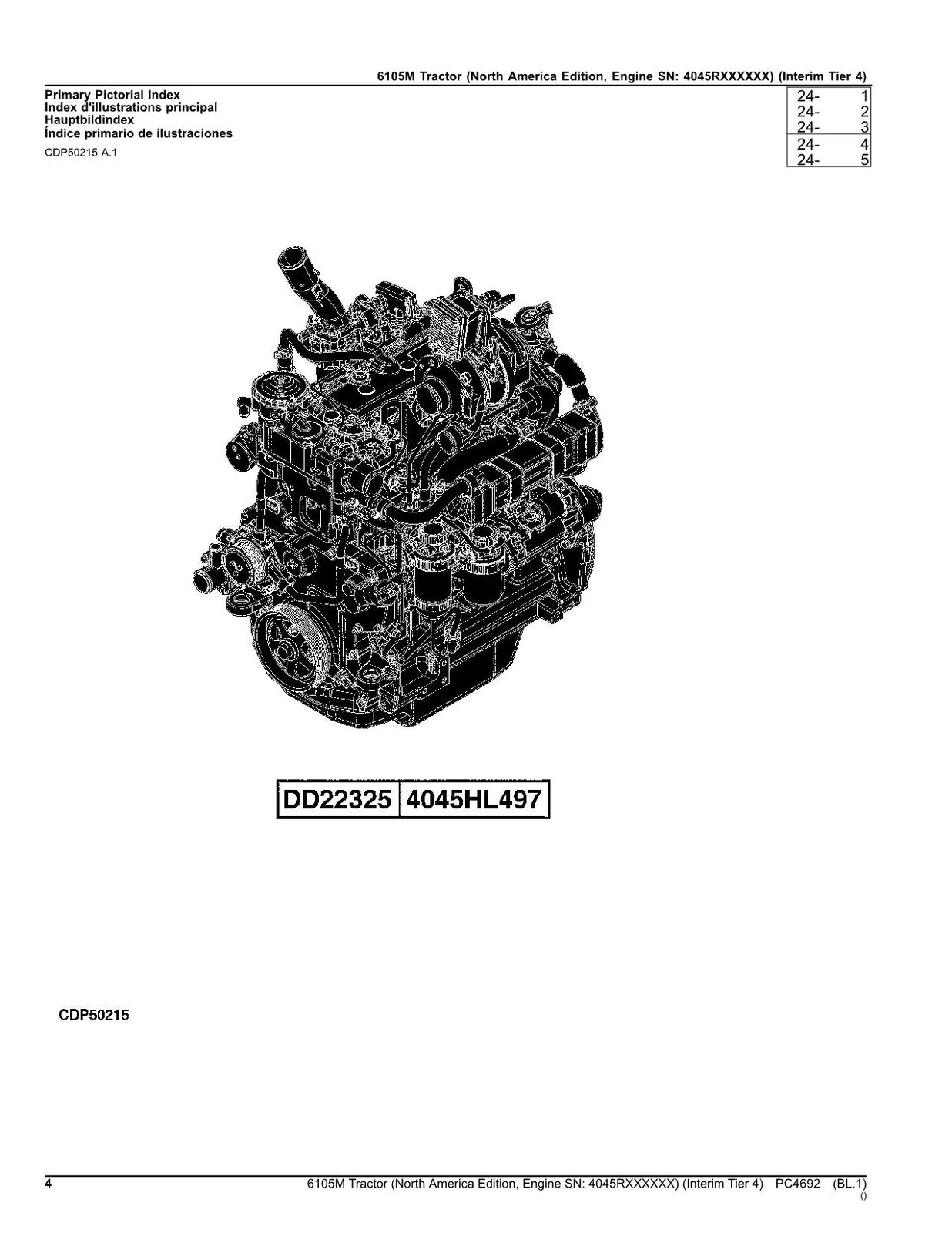 JOHN DEERE 6105M TRAKTOR-TEILEKATALOGHANDBUCH 