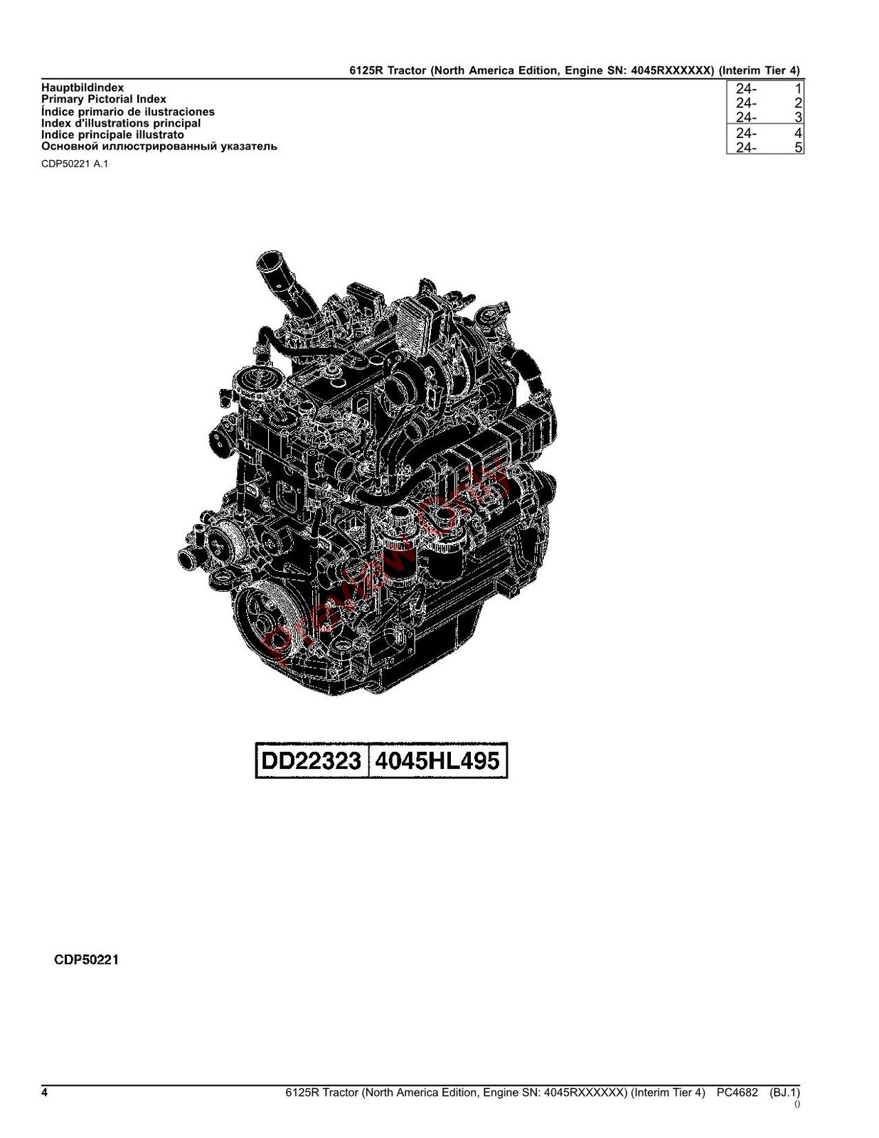 JOHN DEERE 6125R  TRACTOR PARTS CATALOG MANUAL