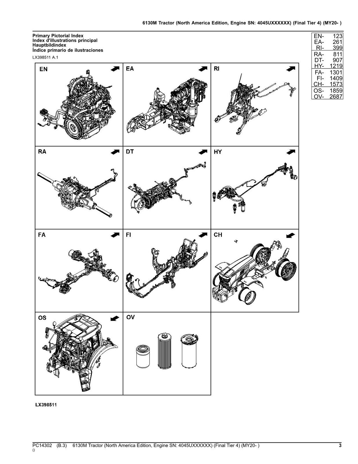 JOHN DEERE 6130M TRAKTOR-TEILEKATALOGHANDBUCH Nr. 3 