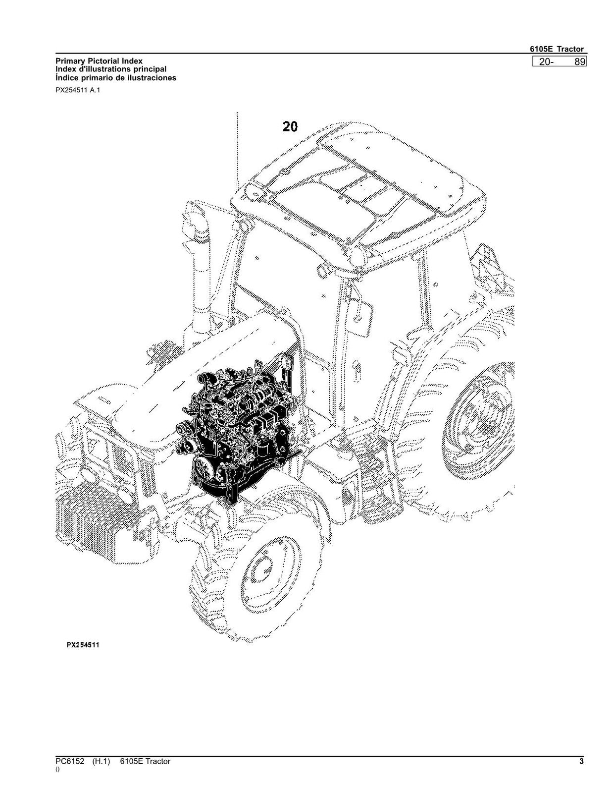 JOHN DEERE 6105E TRAKTOR-TEILEKATALOGHANDBUCH 