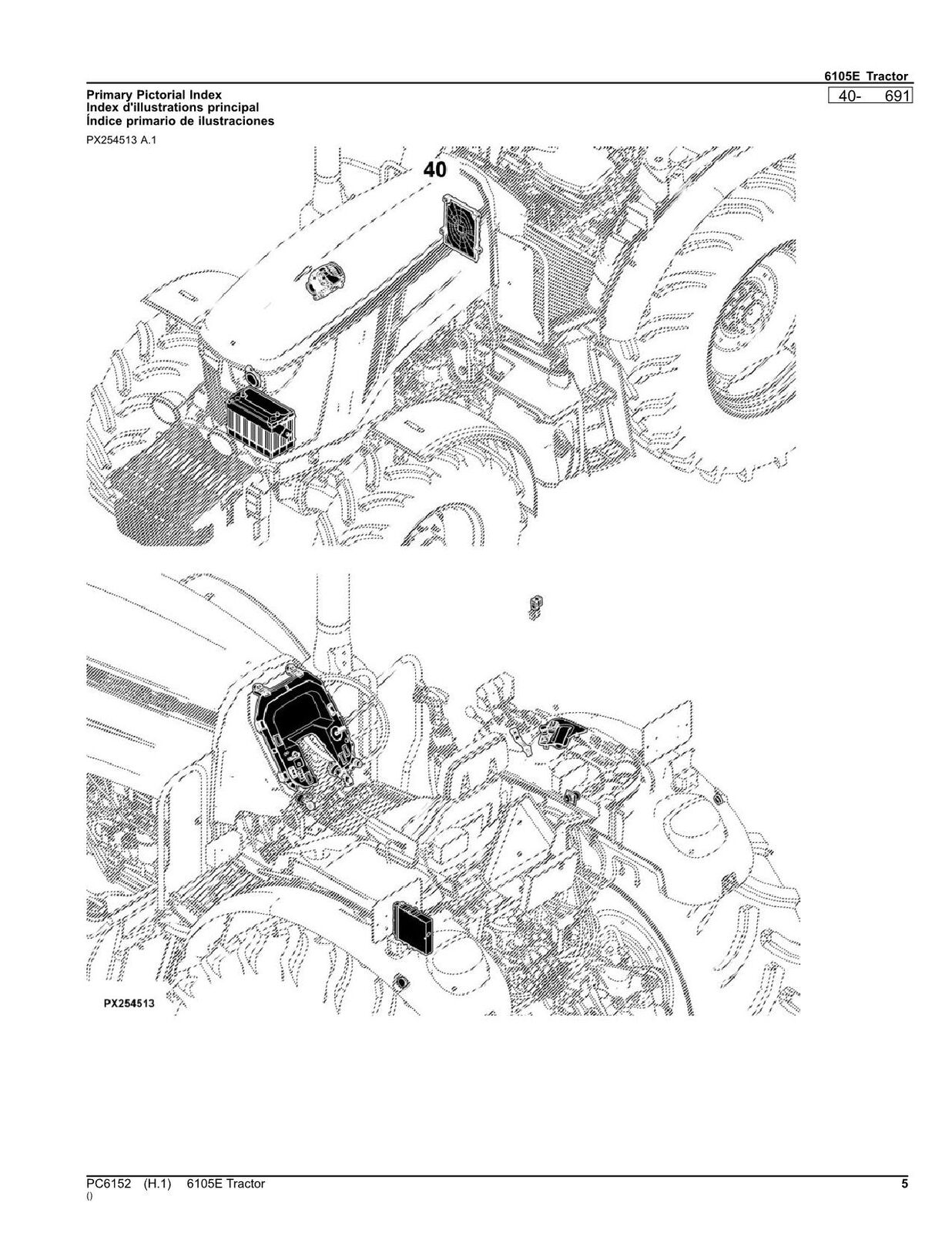 MANUEL DU CATALOGUE DES PIÈCES DU TRACTEUR JOHN DEERE 6105E 