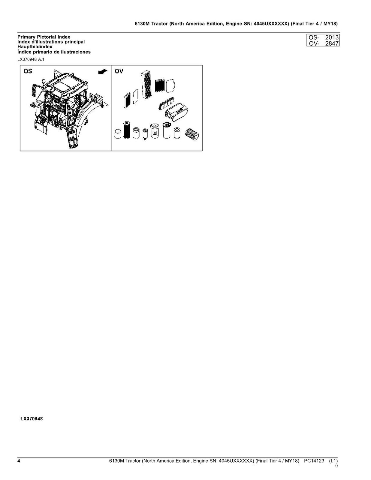 JOHN DEERE 6130M TRACTOR PARTS CATALOG MANUAL #2