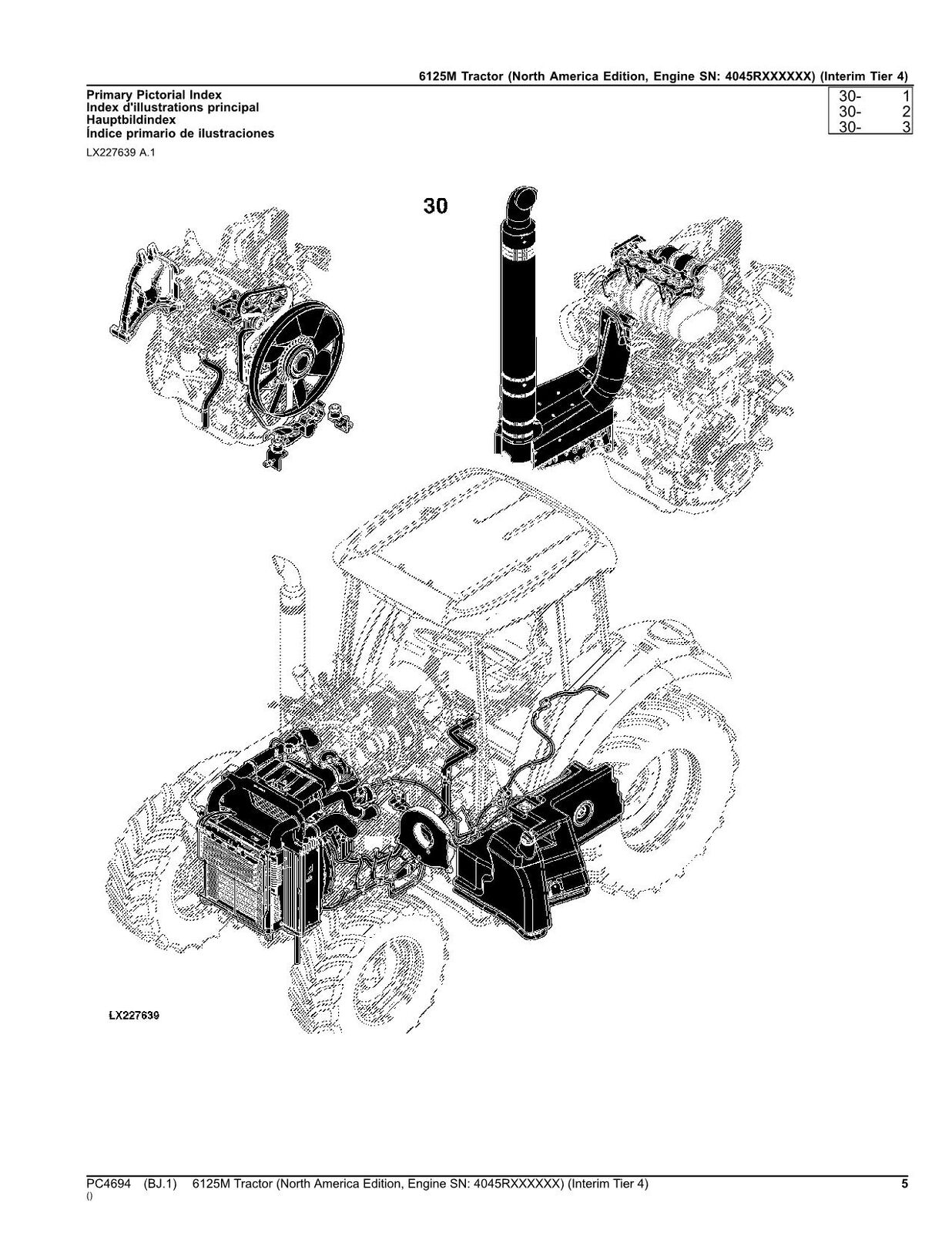 JOHN DEERE 6125M TRACTOR PARTS CATALOG MANUAL