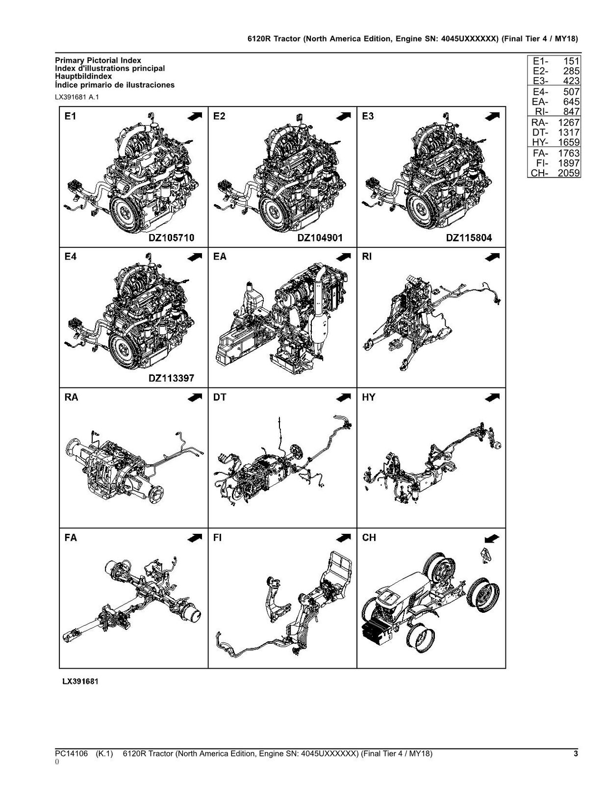 JOHN DEERE 6120R TRACTOR PARTS CATALOG MANUAL #1