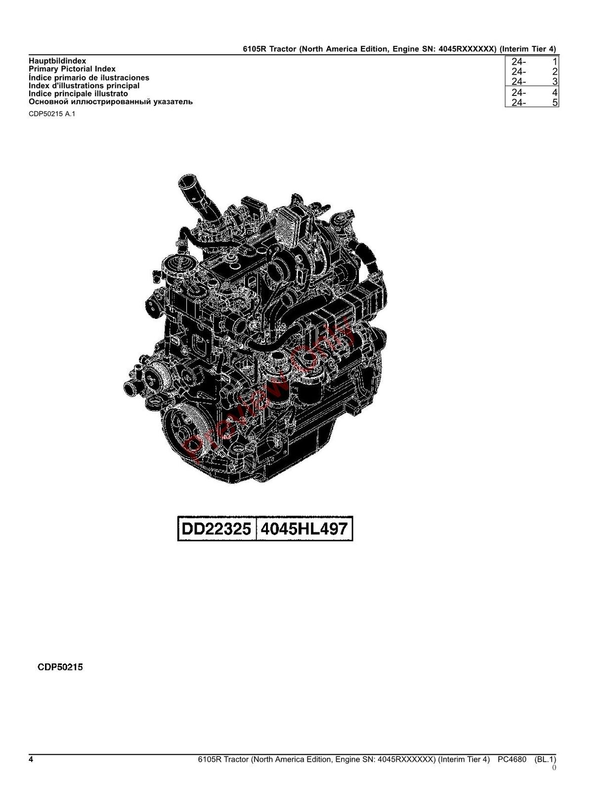 MANUEL DU CATALOGUE DES PIÈCES DU TRACTEUR JOHN DEERE 6105R 