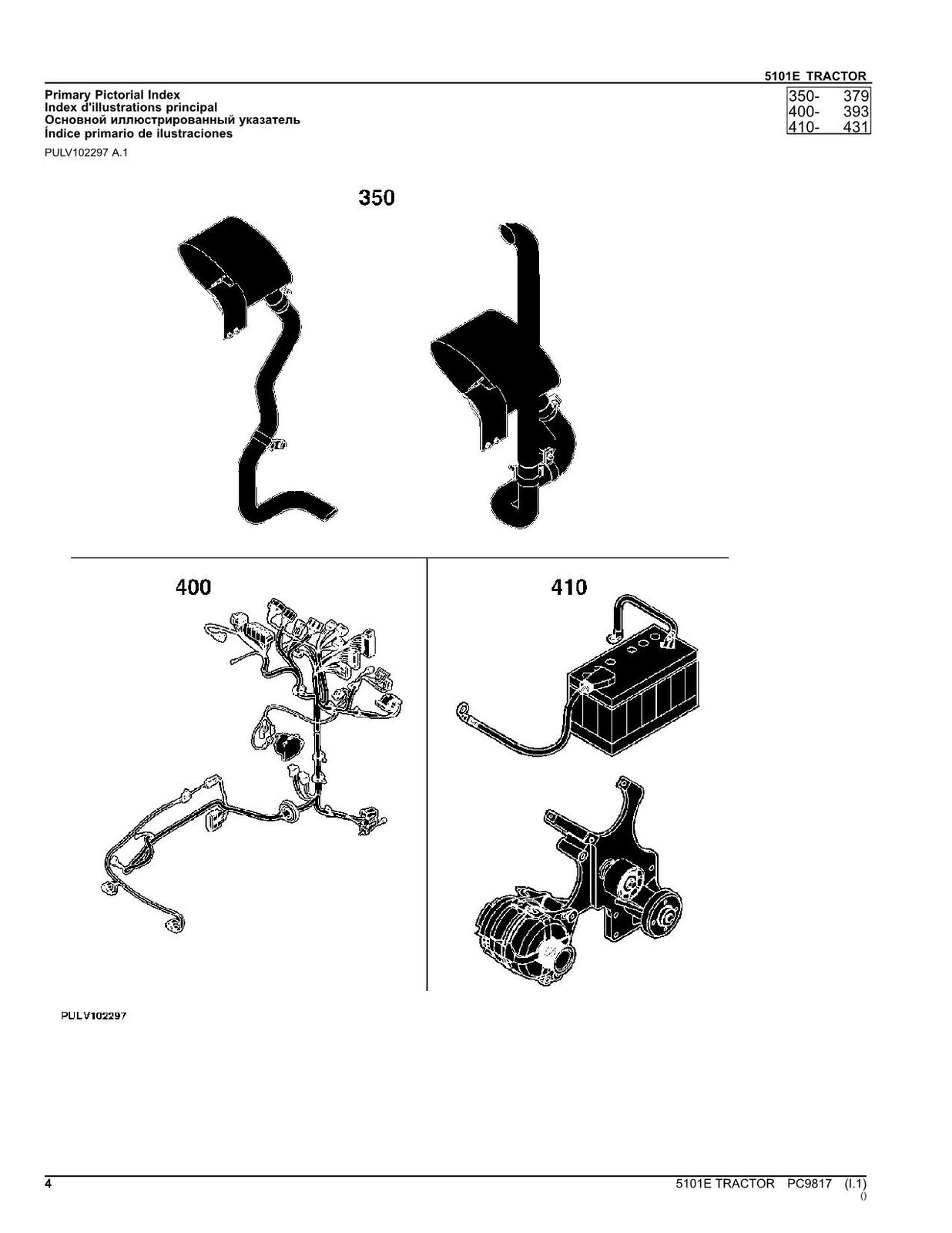 JOHN DEERE 5101E TRACTOR PARTS CATALOG MANUAL