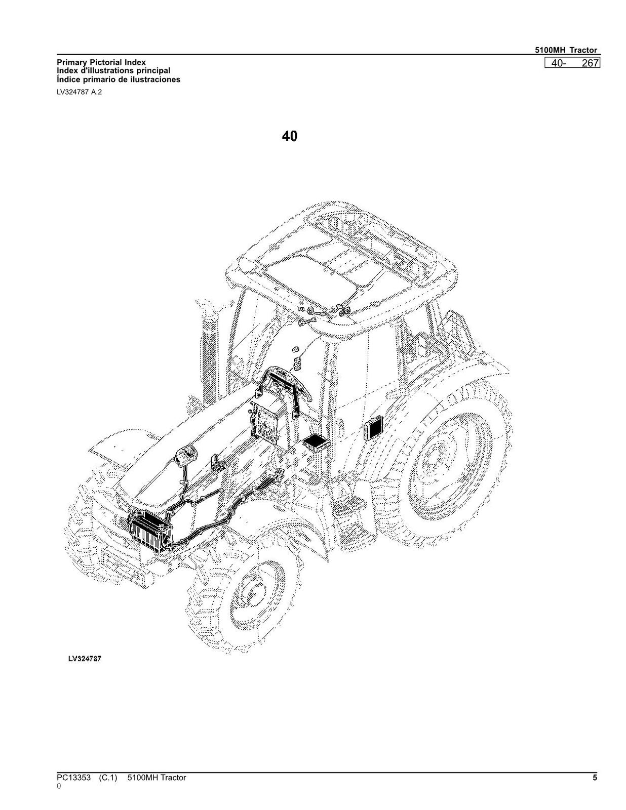 JOHN DEERE 5100MH TRAKTOR-TEILEKATALOGHANDBUCH Nr. 2 