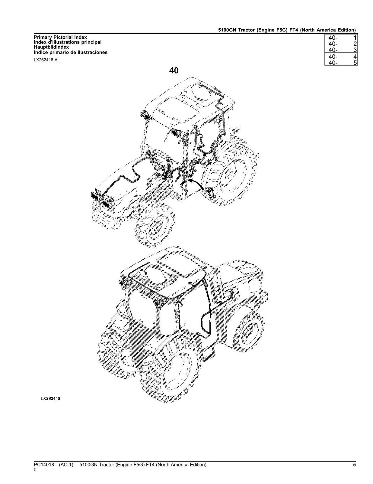 JOHN DEERE 5100GN TRACTOR PARTS CATALOG MANUAL