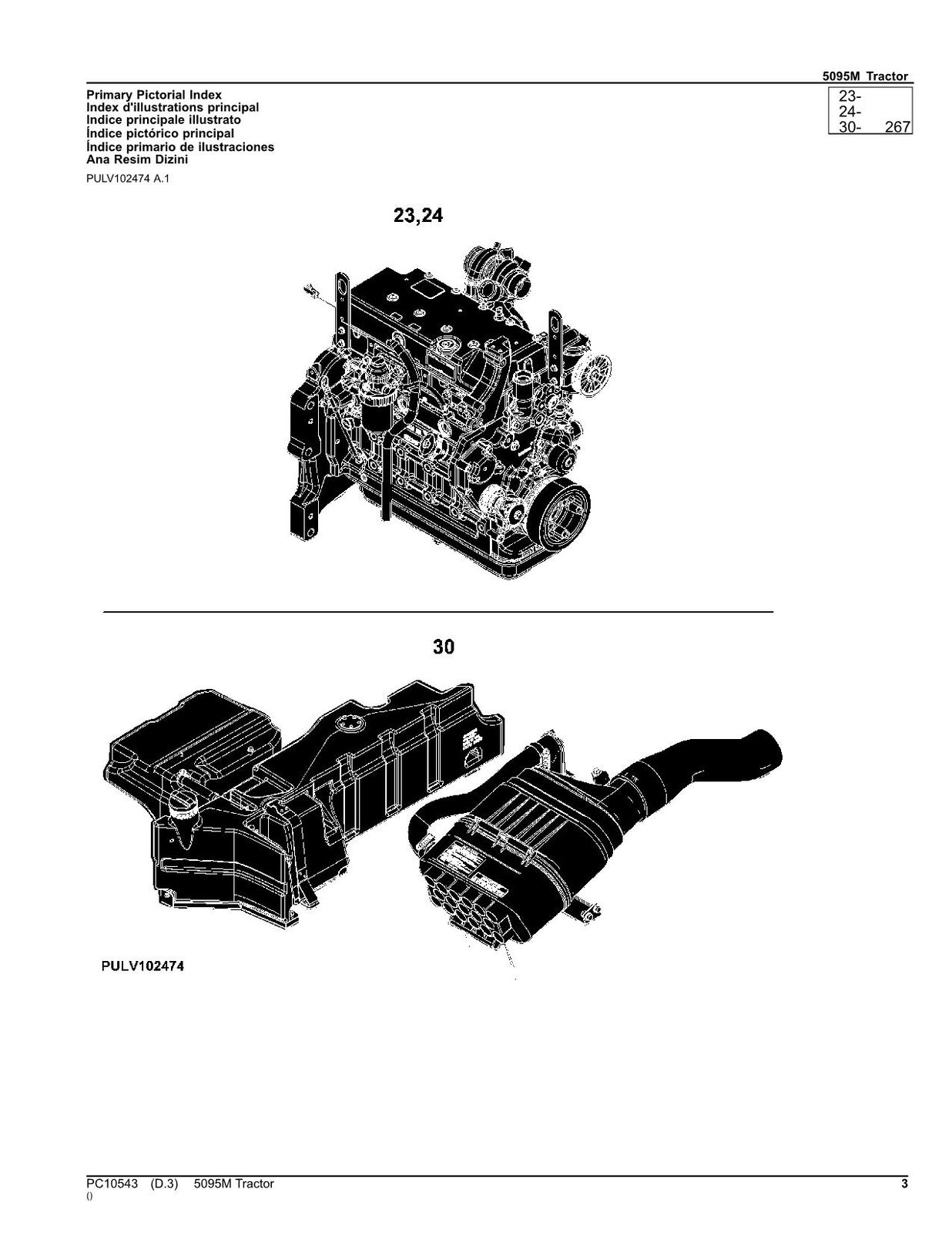 JOHN DEERE 5095M TRACTOR PARTS CATALOG MANUAL PC10543