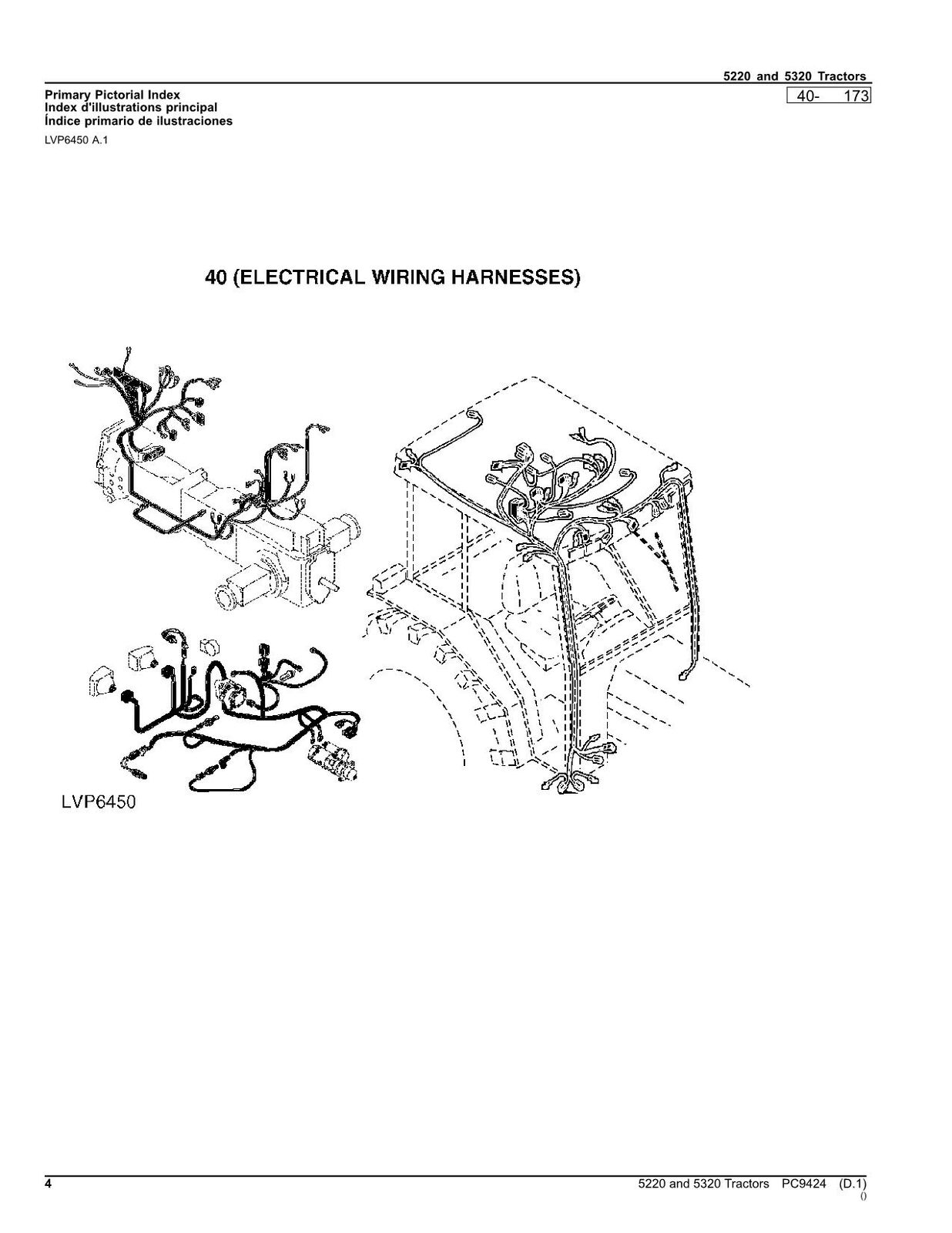 JOHN DEERE 5220  5320 TRACTOR PARTS CATALOG MANUAL